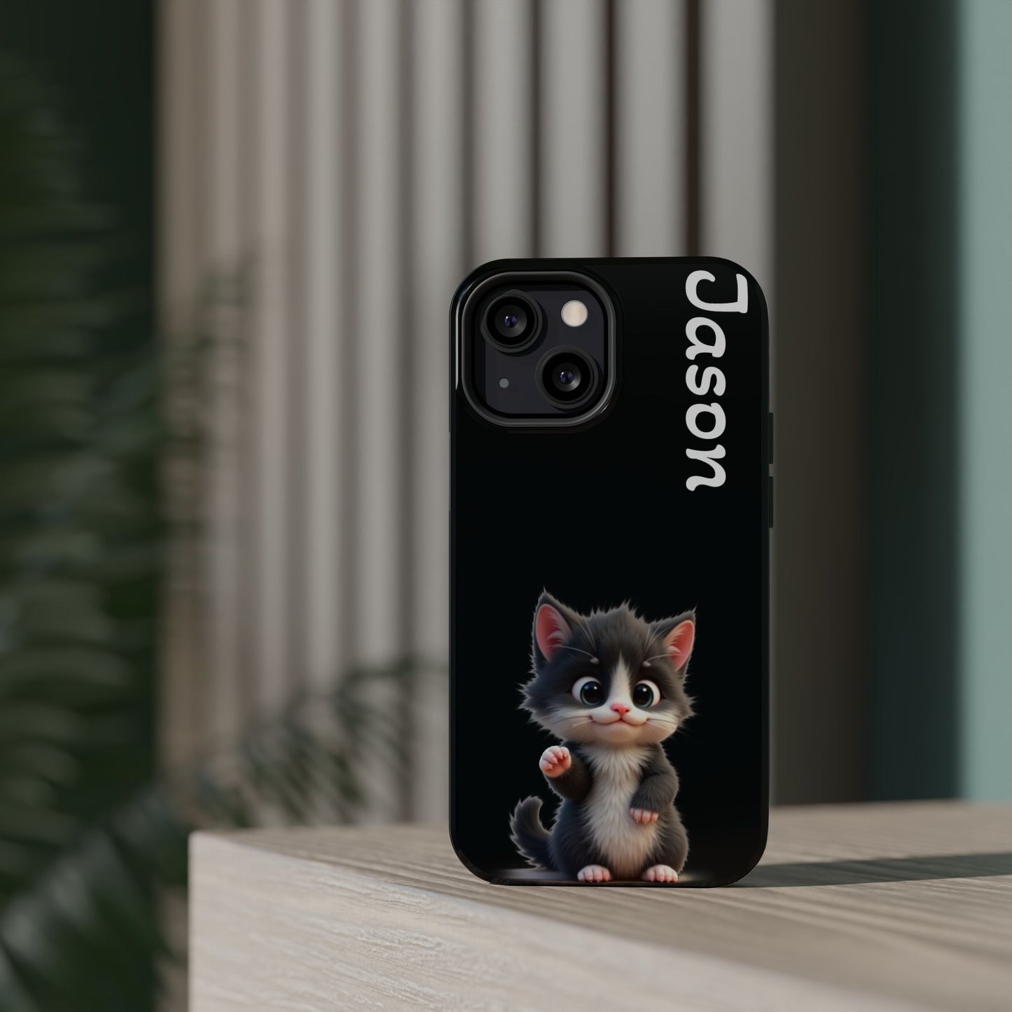 Personalized Kitten Phone Case - Custom Name Cat Lover Gift | Cute Black iPhone Cases for Women & Girls