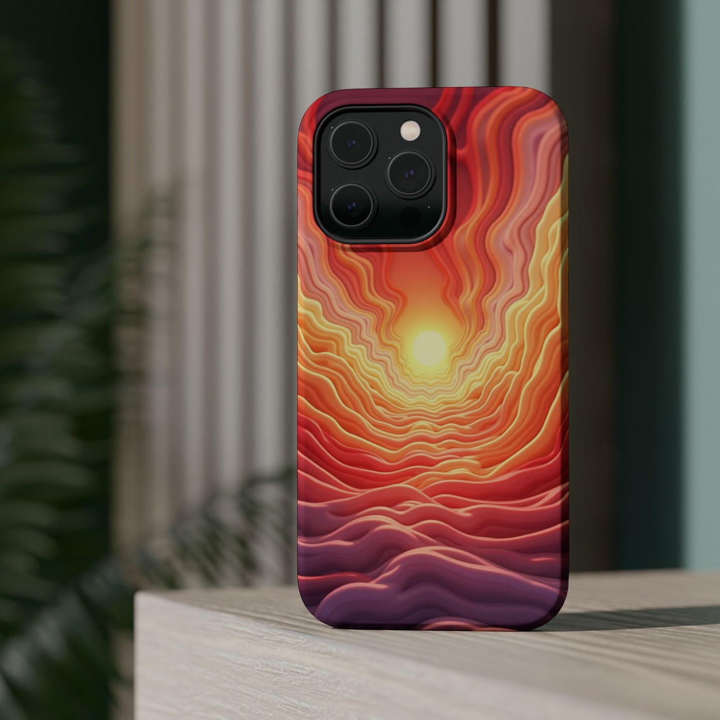Golden Glow iPhone Case - Sunset Landscape Design, Aesthetic Gift Idea