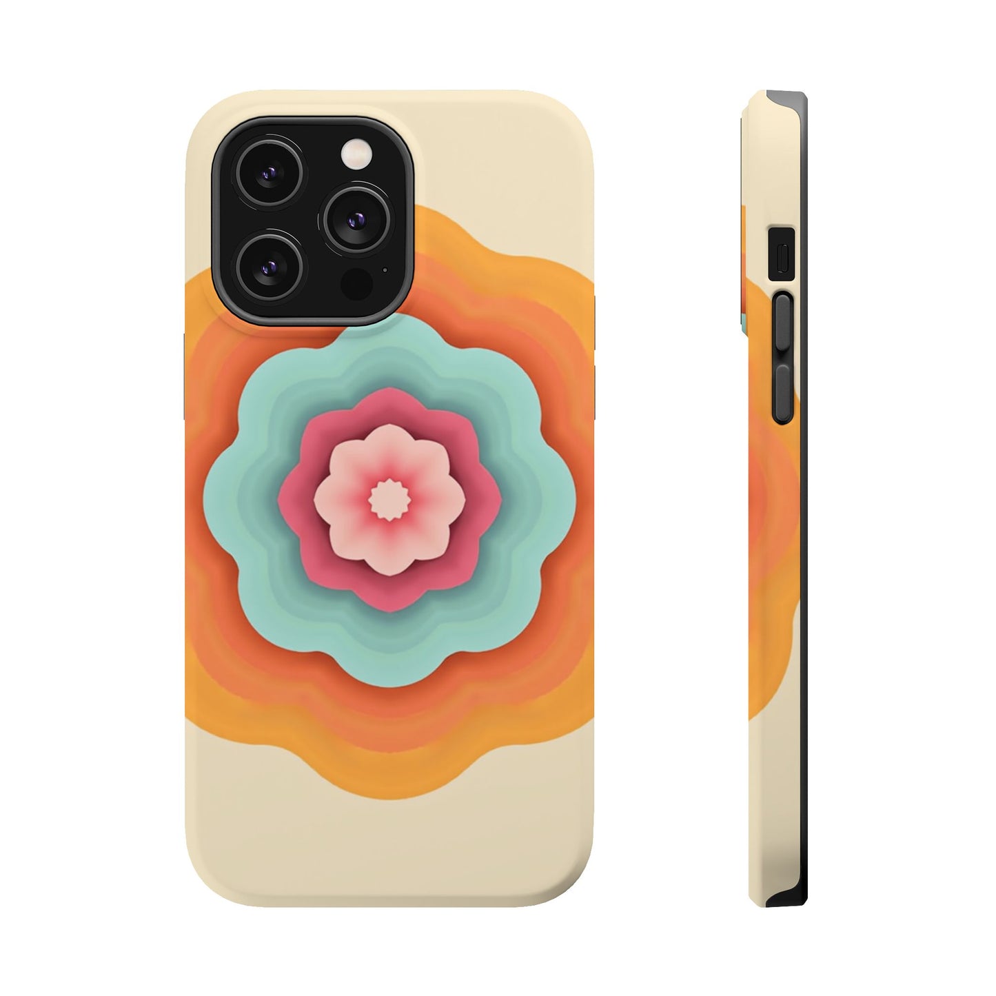 Retro Flower Phone Case - 70s Aesthetic iPhone Case, Vintage Gift Idea, Layered Floral Design