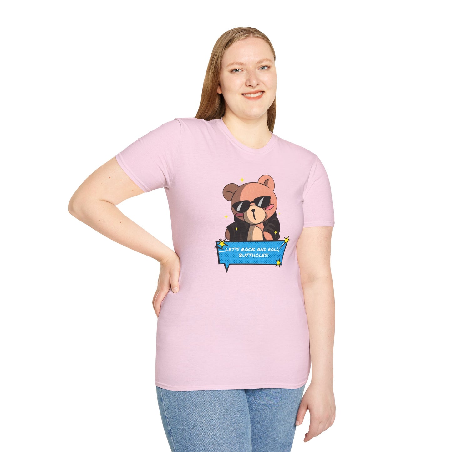 "Let’s Rock ‘n’ Roll, Buttholes!" Bold & Hilarious Graphic Tee – Sassy Body Positivity T-Shirt for the Unapologetically You