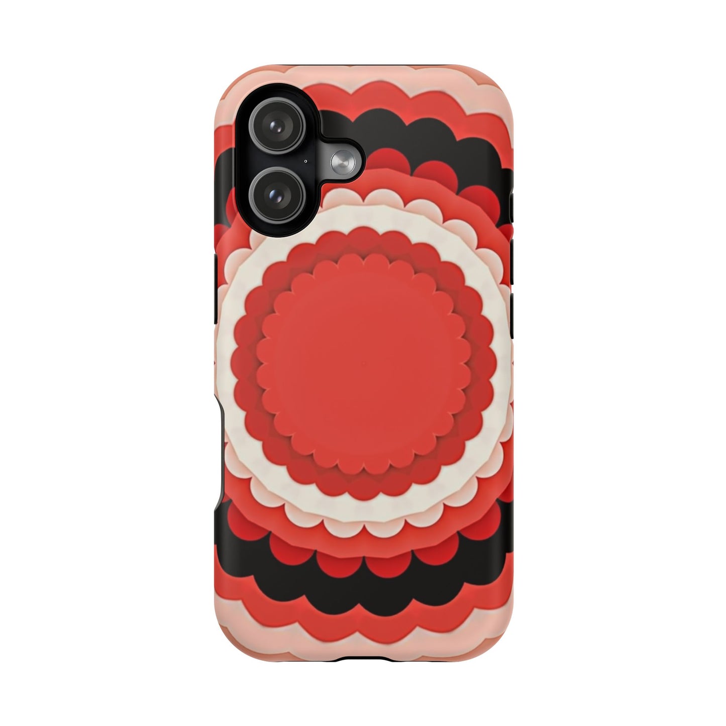 Red Floral iPhone Case - Bold Scalloped Design, Aesthetic Gift Idea