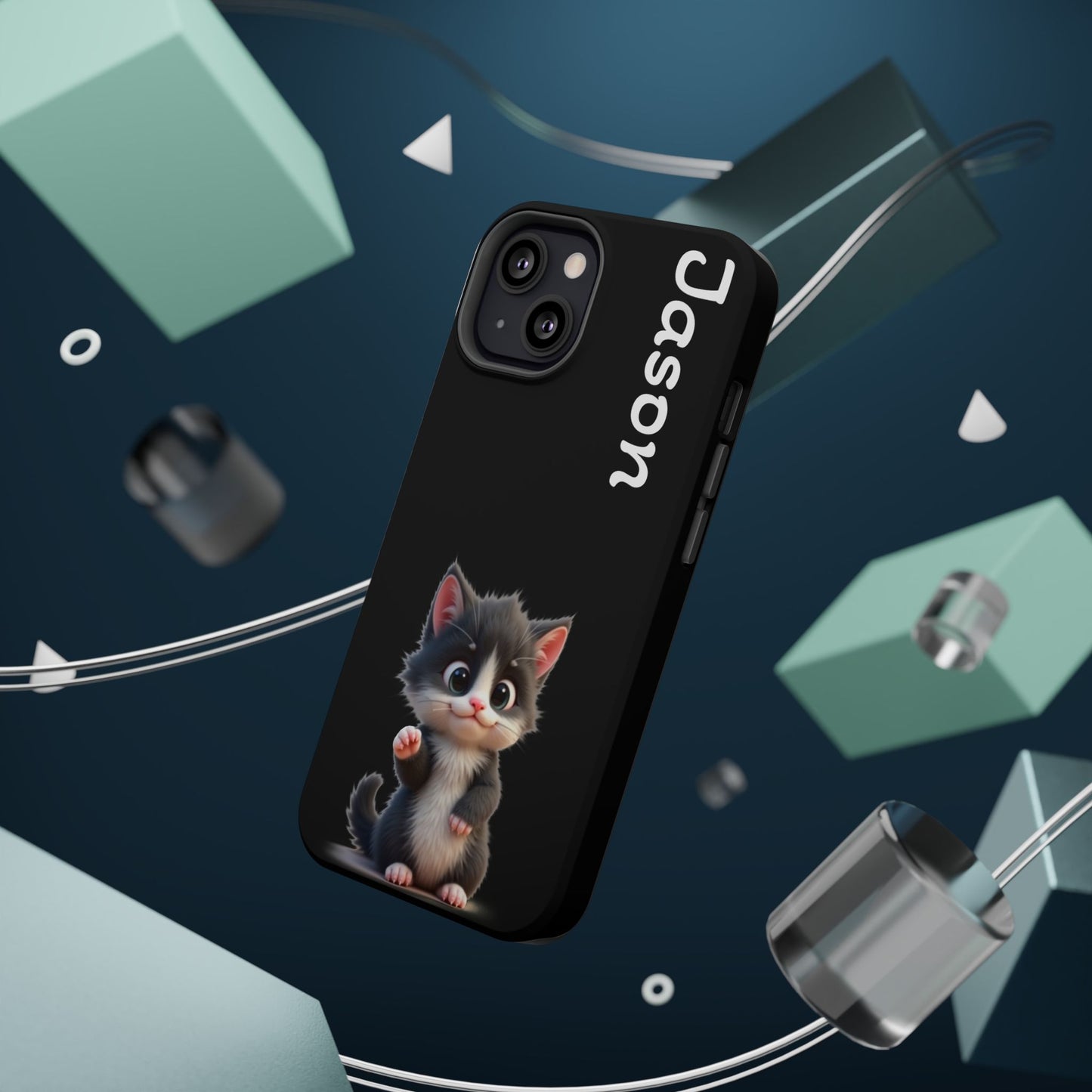 Personalized Kitten Phone Case - Custom Name Cat Lover Gift | Cute Black iPhone Cases for Women & Girls