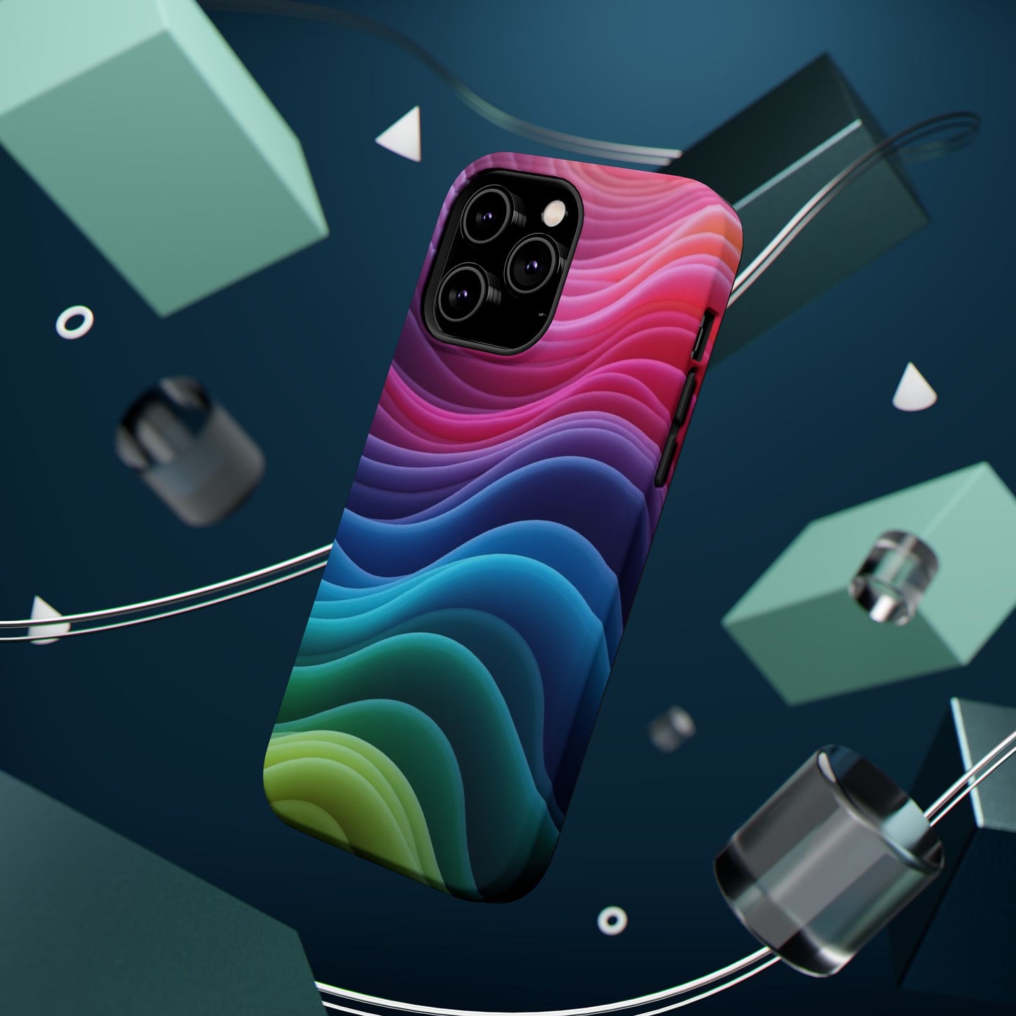 Colorful Wave Phone Case - Aesthetic iPhone Case | Rainbow Ripple Design | Trendy Gifts for Her | Unique Art Print