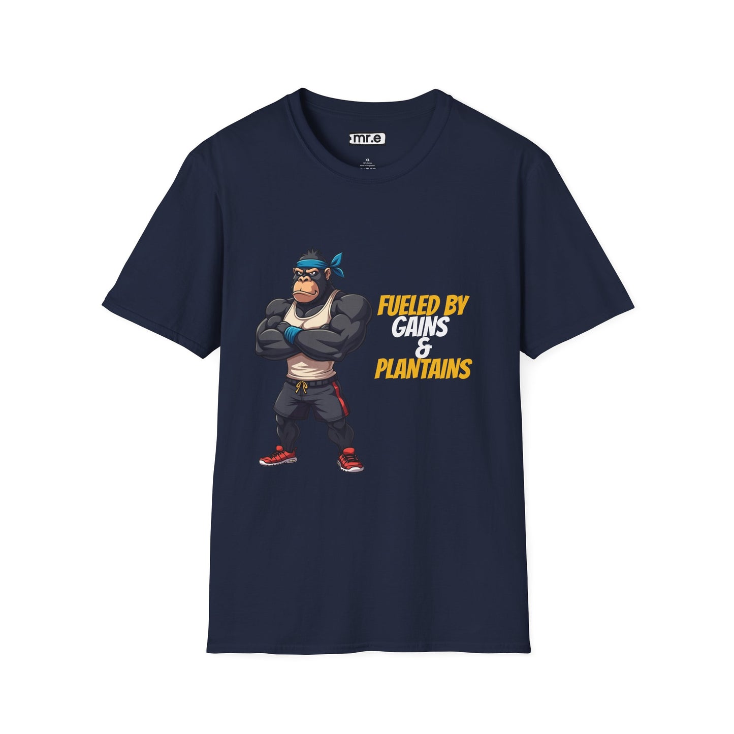 Fueled by Gains & Plantains β Funny Gym Gorilla T-Shirt
