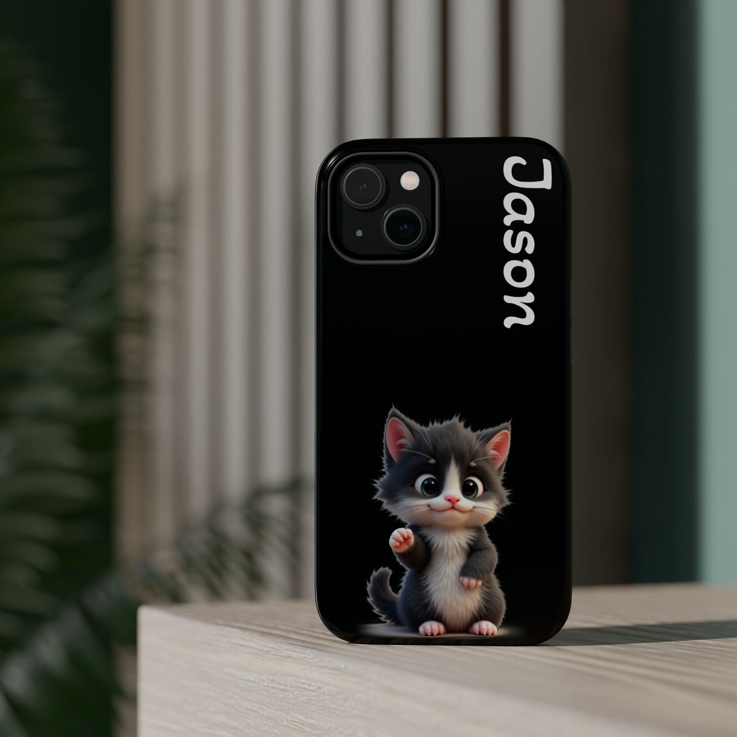 Personalized Kitten Phone Case - Custom Name Cat Lover Gift | Cute Black iPhone Cases for Women & Girls