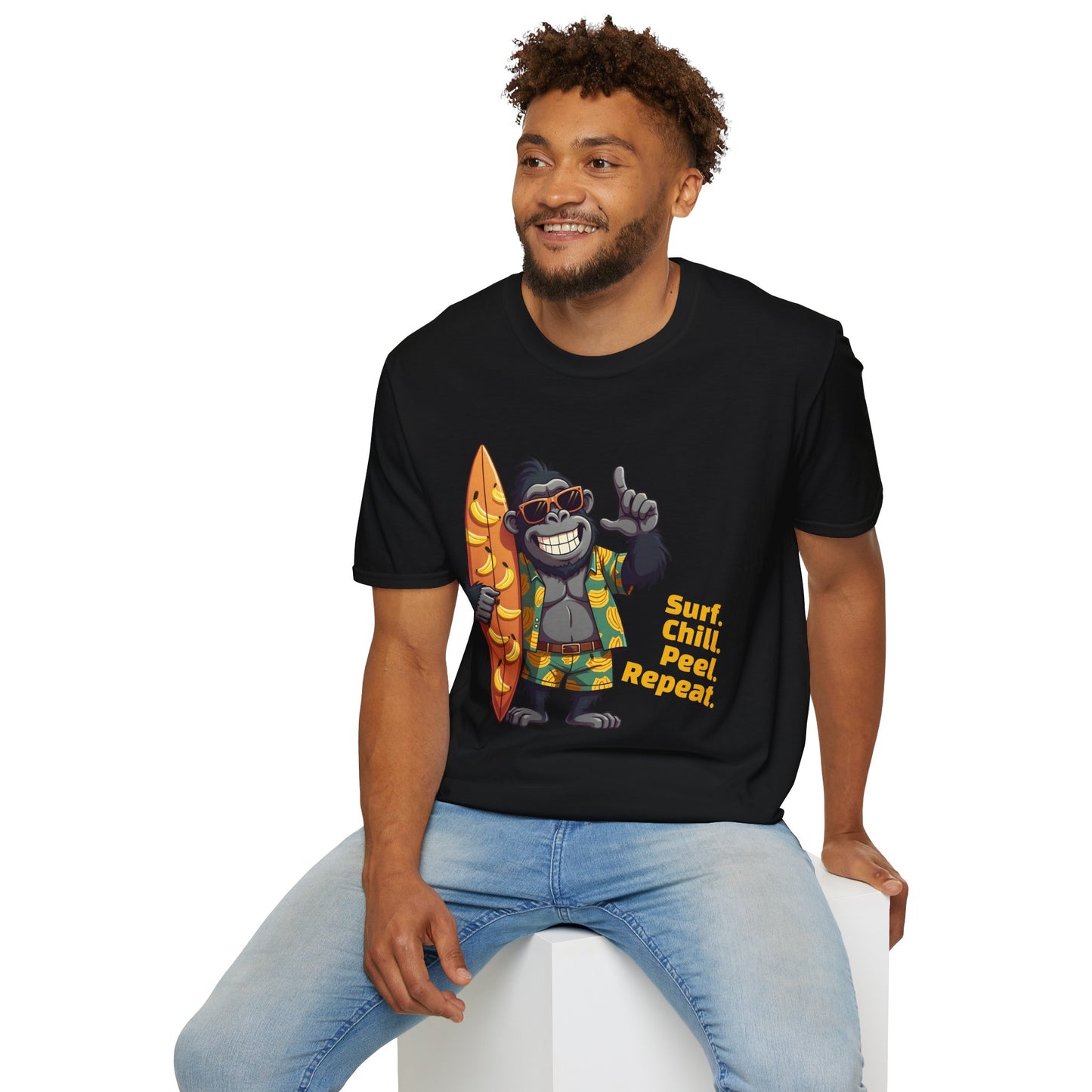 Surf. Chill. Peel. Repeat. β Funny Tropical Gorilla T-Shirt