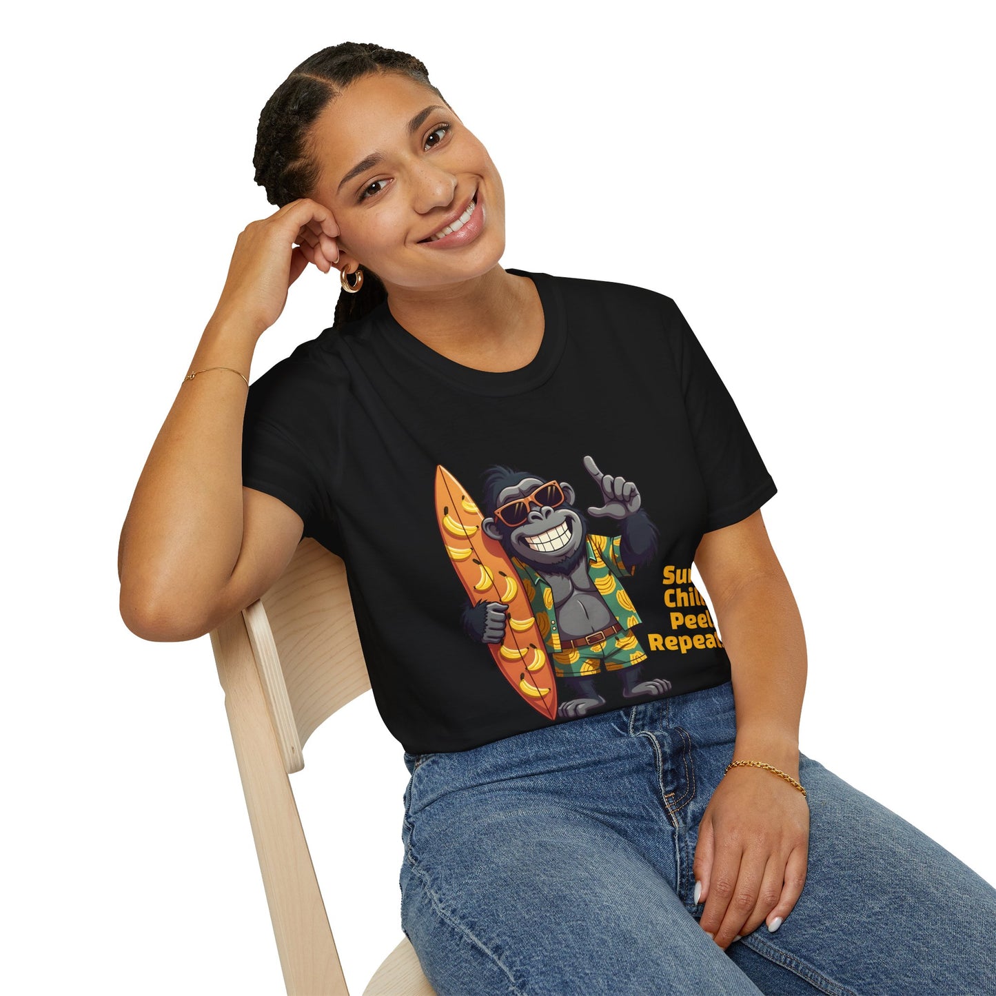Surf. Chill. Peel. Repeat. β Funny Tropical Gorilla T-Shirt