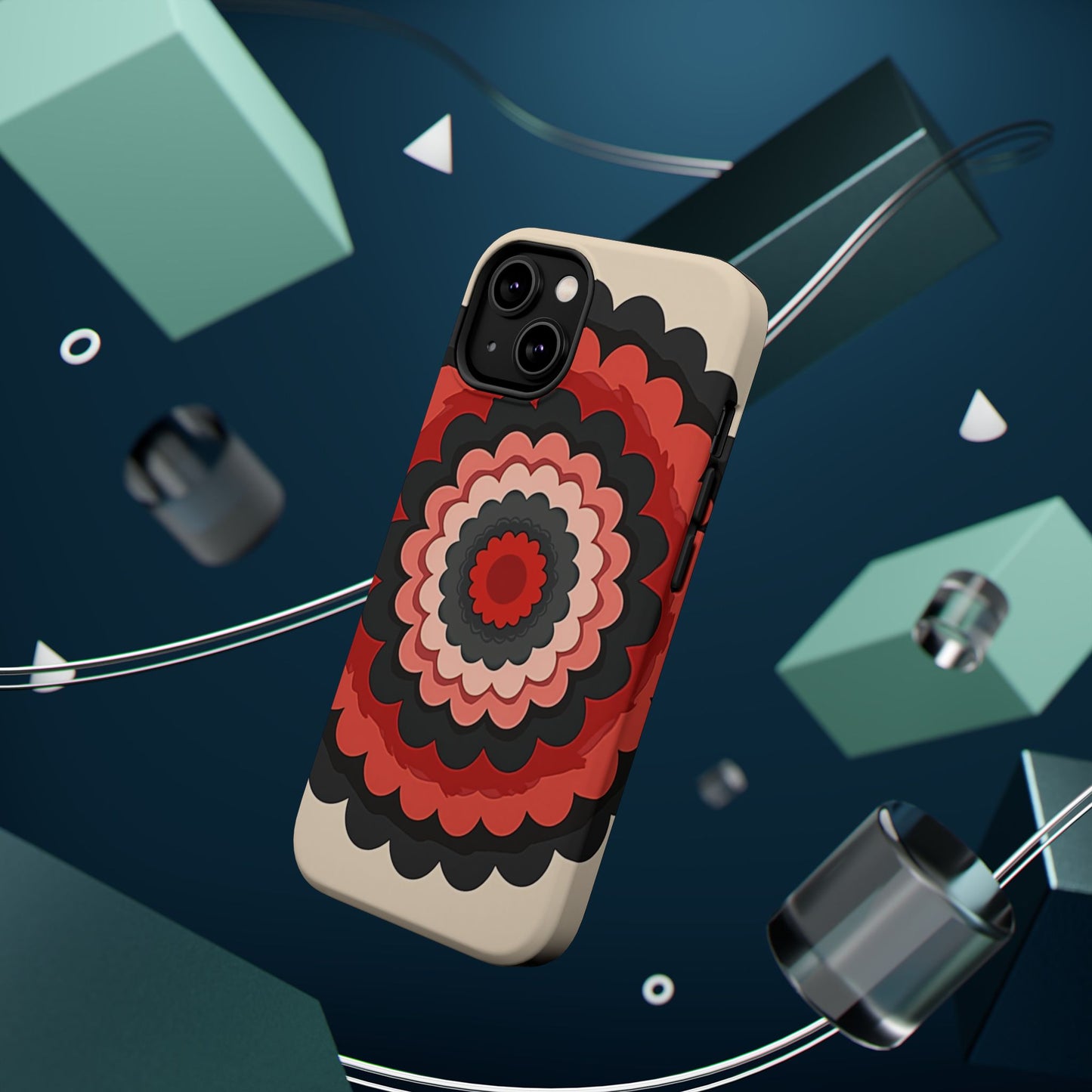 Layered Scallop Bloom iPhone Case - Retro Floral Design, Bold Aesthetic Gift Idea