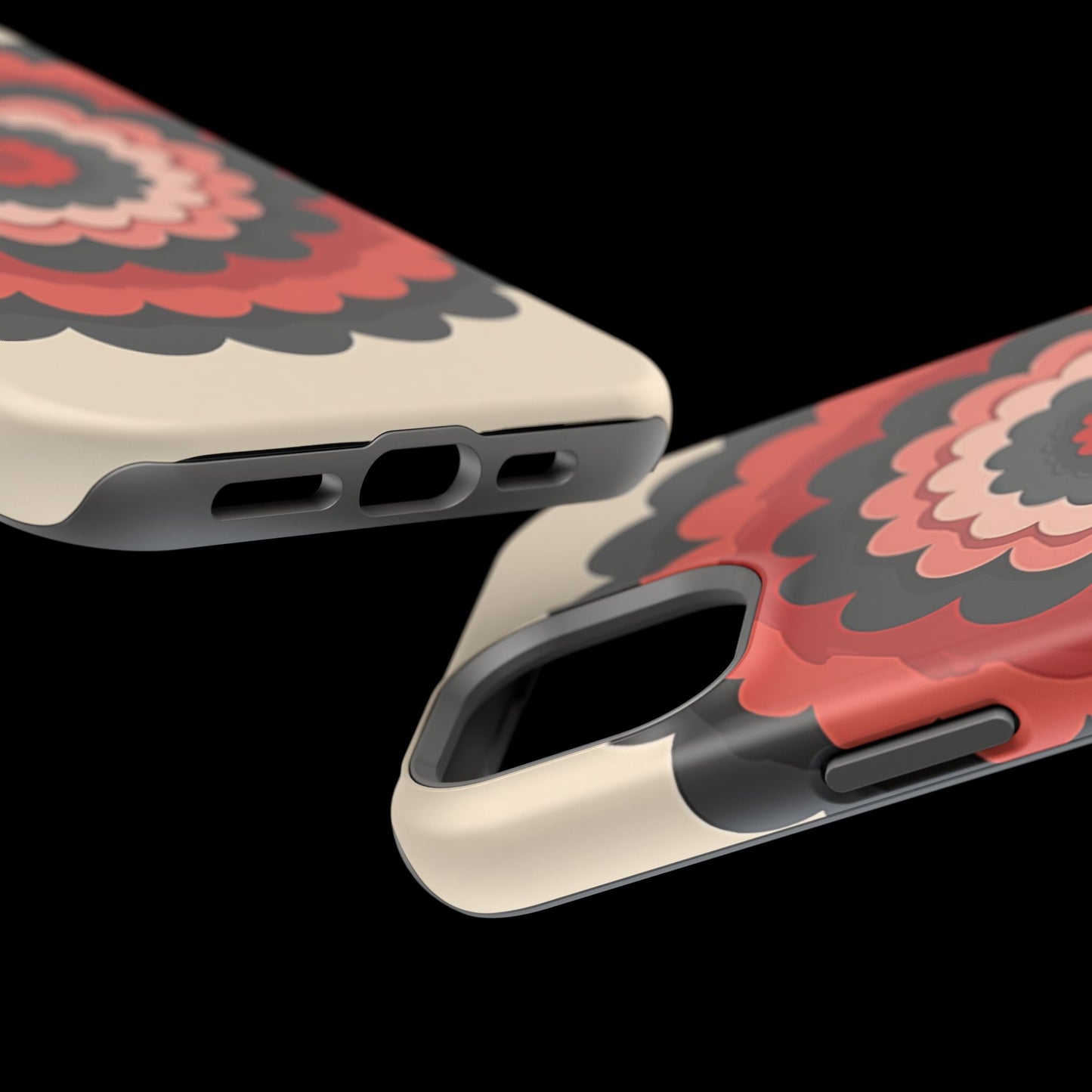 Layered Scallop Bloom iPhone Case - Retro Floral Design, Bold Aesthetic Gift Idea