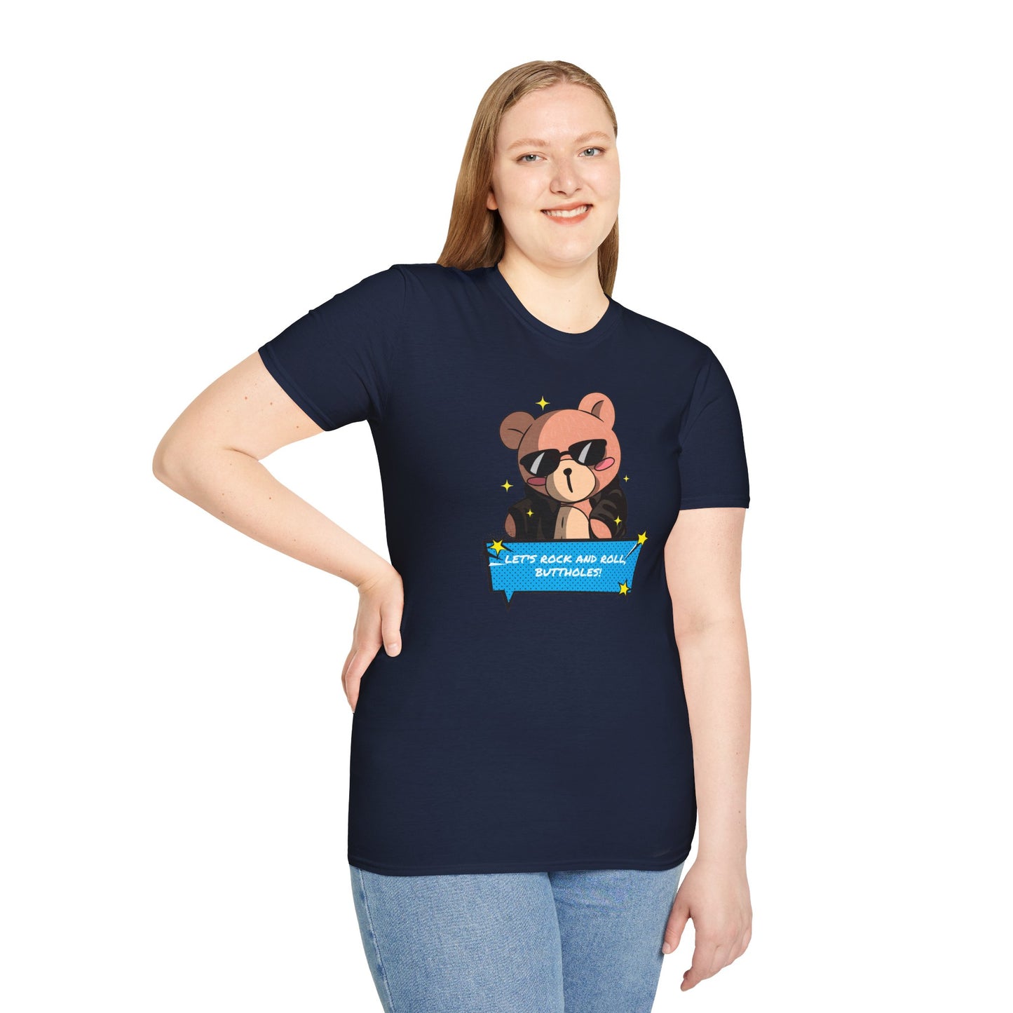 "Let’s Rock ‘n’ Roll, Buttholes!" Bold & Hilarious Graphic Tee – Sassy Body Positivity T-Shirt for the Unapologetically You