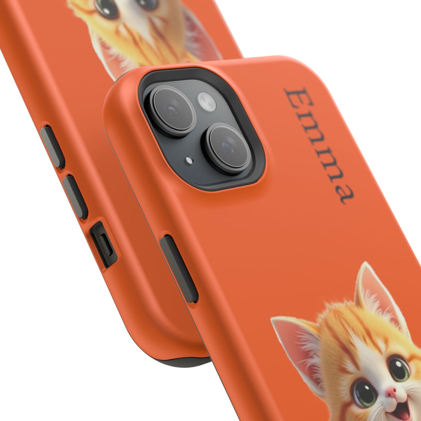 Personalized Orange Tabby Cat Phone Case - Custom Name Gift for Cat Lovers | Kawaii Kitten Cases for Girls & Women