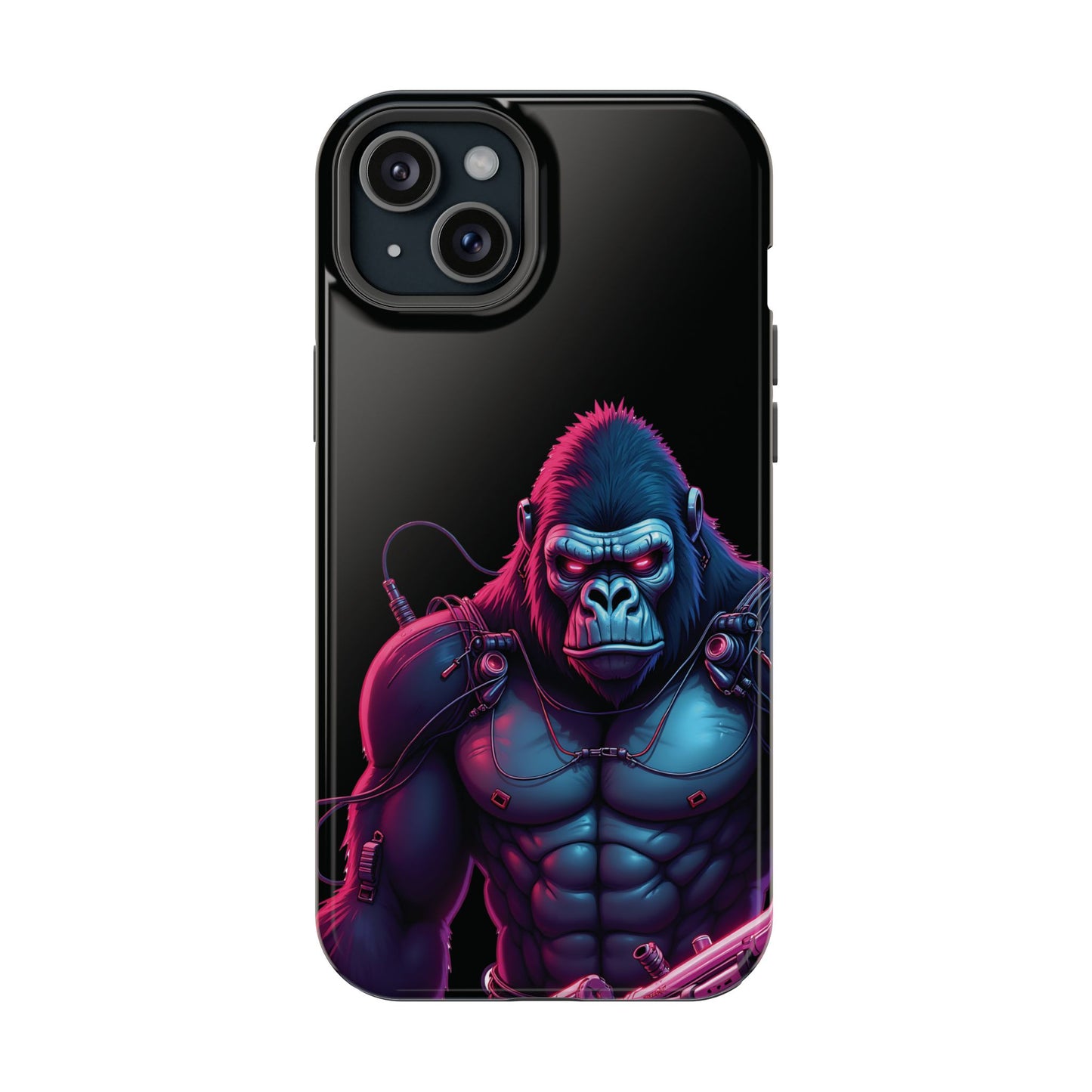 Cyber Primal Phone Case – Neon Power, Gorilla Strength