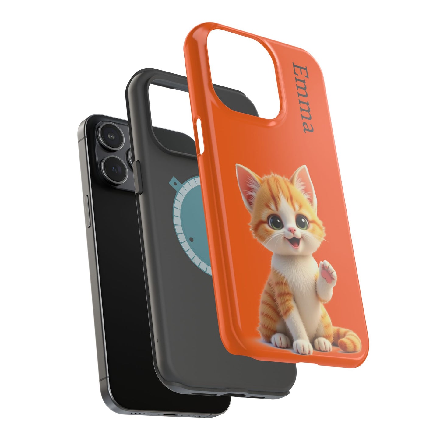 Personalized Orange Tabby Cat Phone Case - Custom Name Gift for Cat Lovers | Kawaii Kitten Cases for Girls & Women