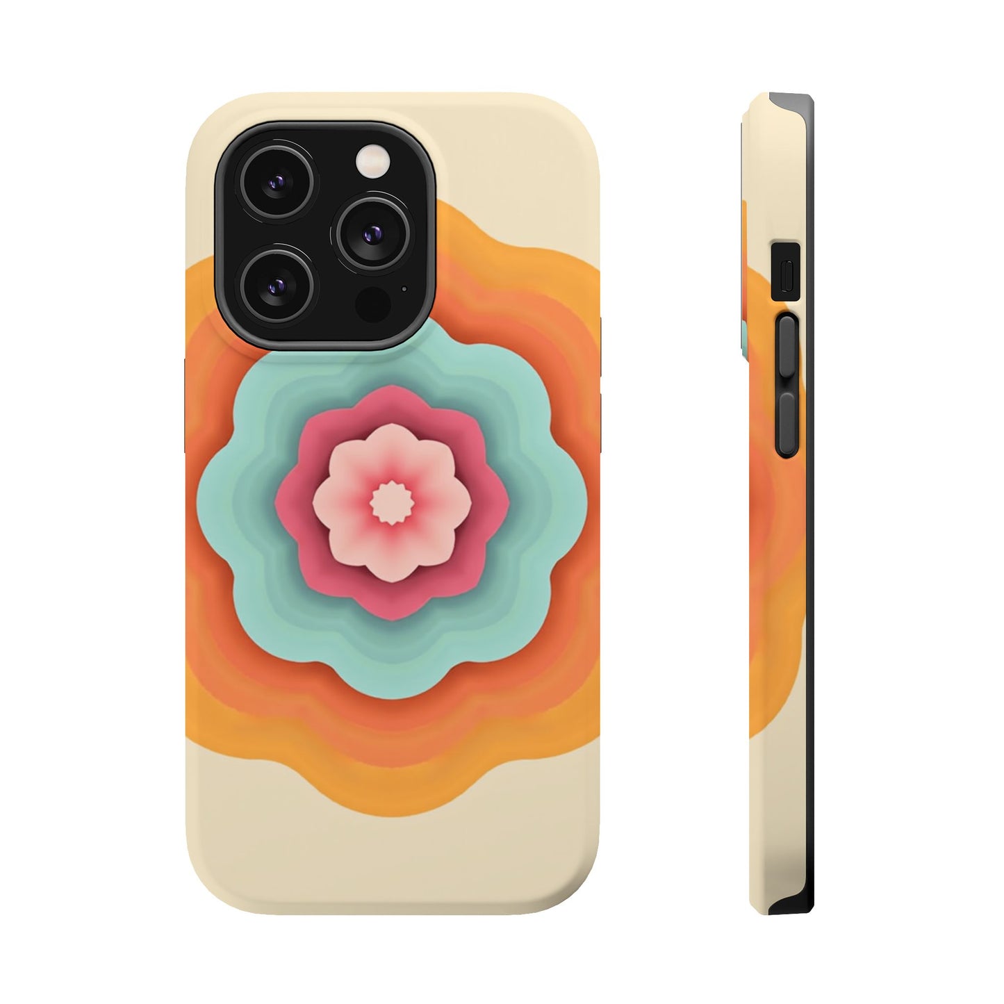 Retro Flower Phone Case - 70s Aesthetic iPhone Case, Vintage Gift Idea, Layered Floral Design