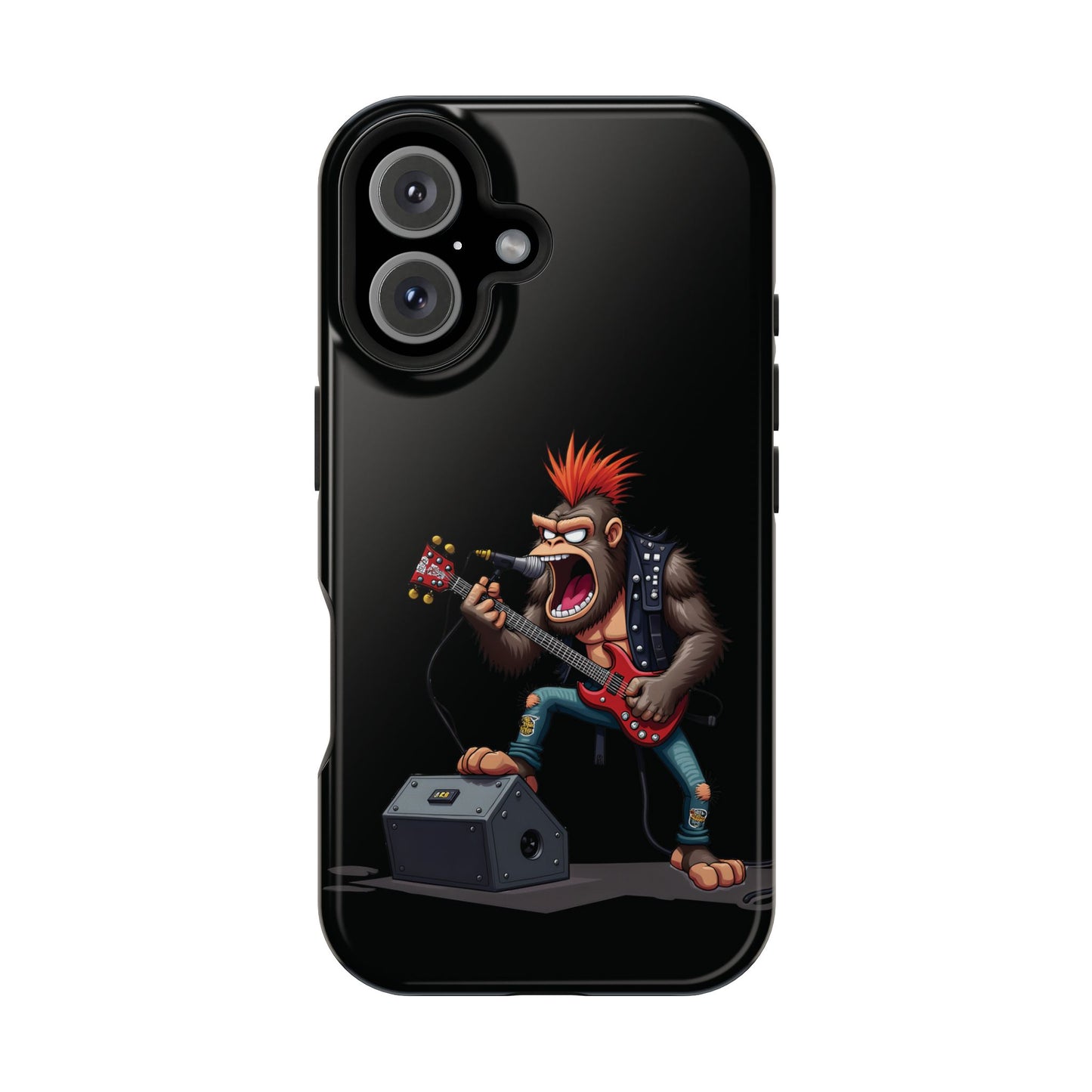 Punk Rock Gorilla iPhone Case - Funny Music Gift, Edgy Aesthetic, Animal Lover Gift
