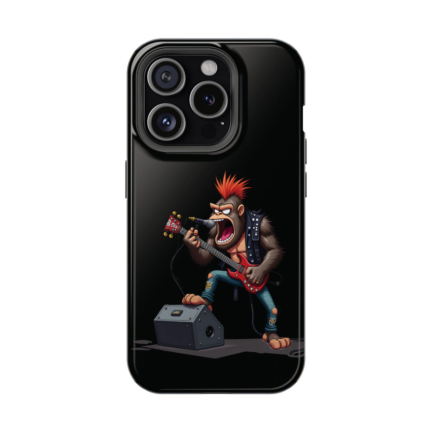 Punk Rock Gorilla iPhone Case - Funny Music Gift, Edgy Aesthetic, Animal Lover Gift