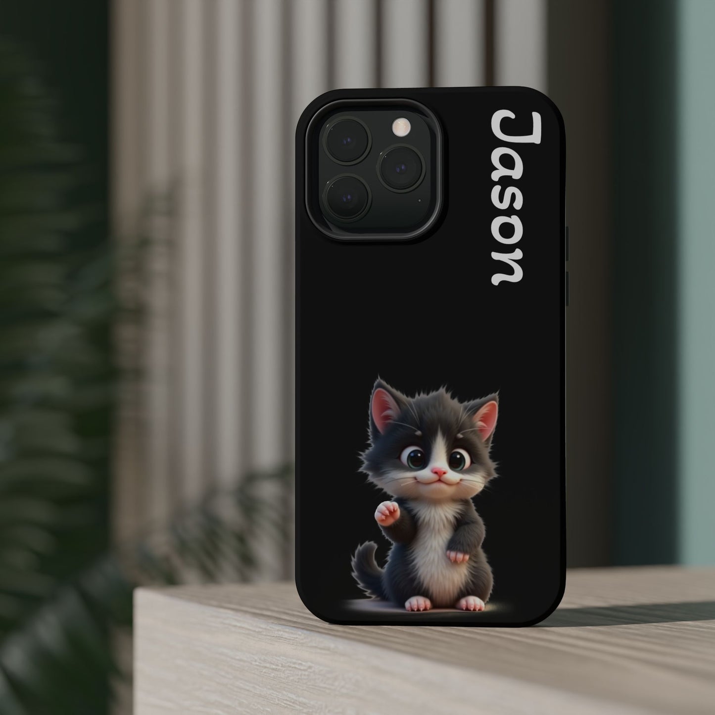 Personalized Kitten Phone Case - Custom Name Cat Lover Gift | Cute Black iPhone Cases for Women & Girls