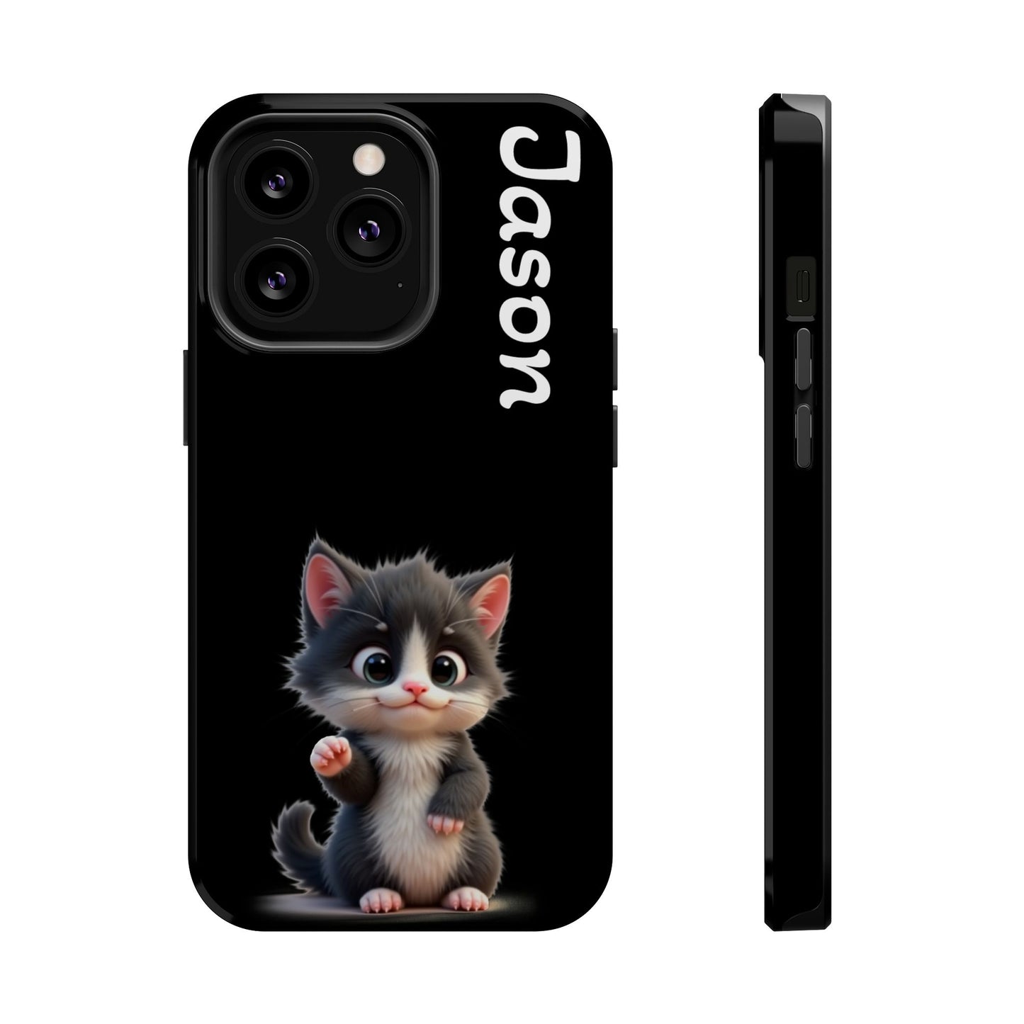Personalized Kitten Phone Case - Custom Name Cat Lover Gift | Cute Black iPhone Cases for Women & Girls