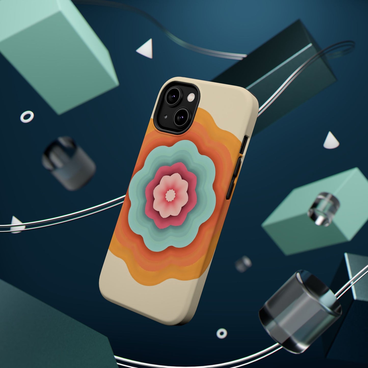 Retro Flower Phone Case - 70s Aesthetic iPhone Case, Vintage Gift Idea, Layered Floral Design
