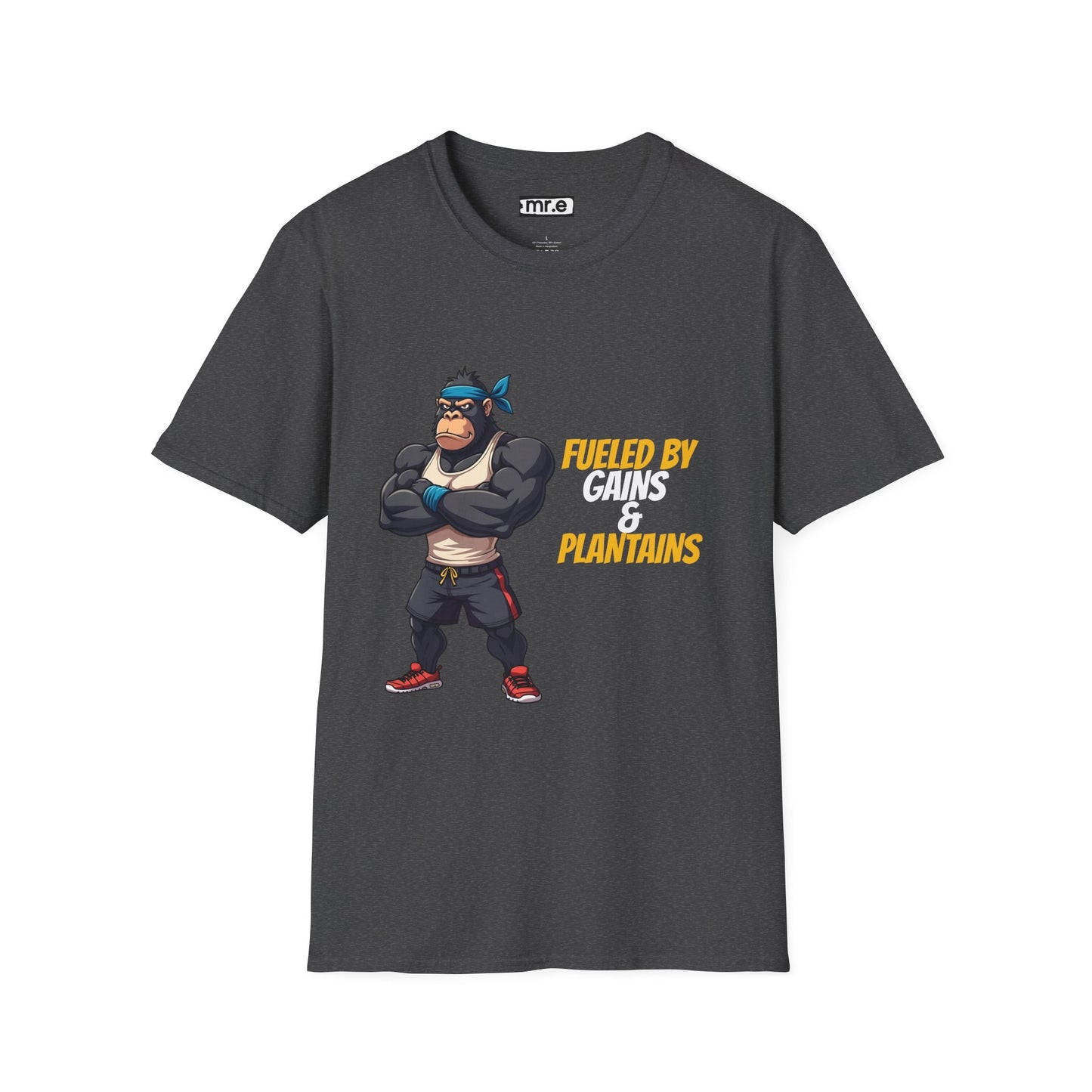 Fueled by Gains & Plantains β Funny Gym Gorilla T-Shirt