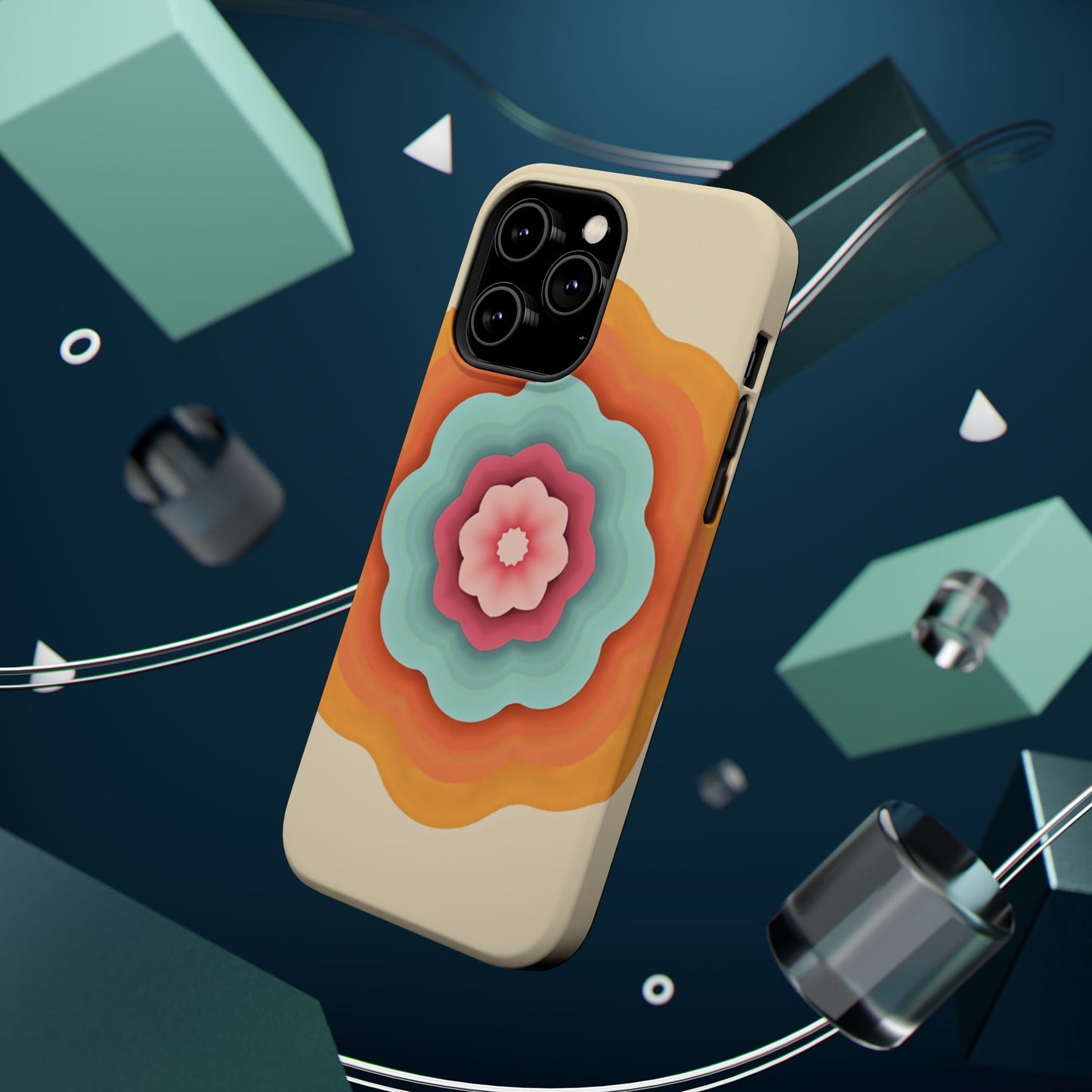 Retro Flower Phone Case - 70s Aesthetic iPhone Case, Vintage Gift Idea, Layered Floral Design