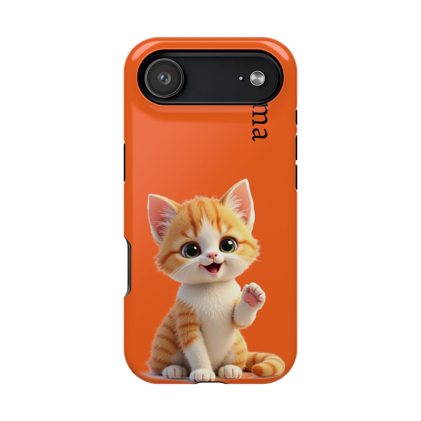 Personalized Orange Tabby Cat Phone Case - Custom Name Gift for Cat Lovers | Kawaii Kitten Cases for Girls & Women
