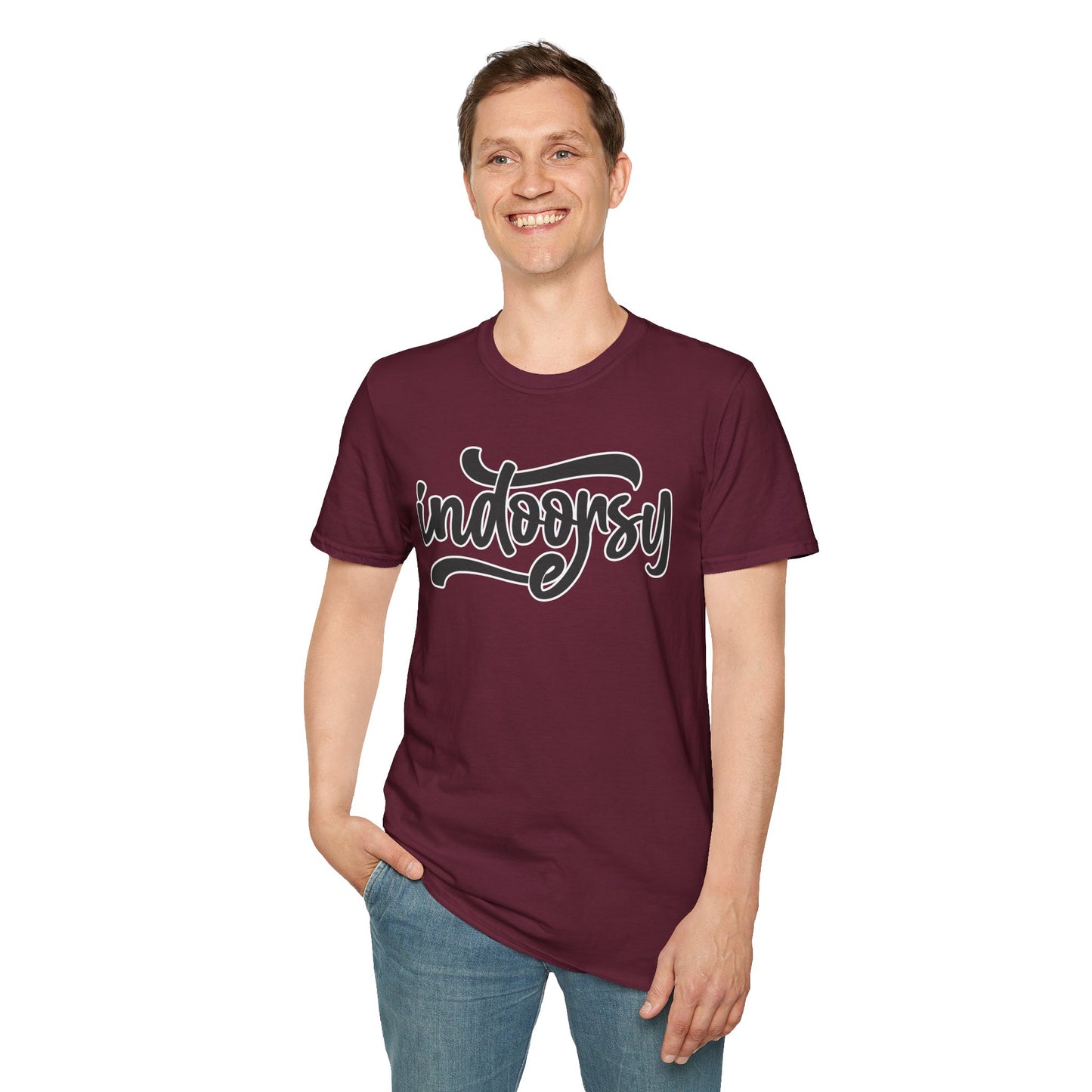 "Indoorsy" Funny Indoor Lifestyle T-Shirt – Quirky & Cozy Graphic Tee for Homebodies, Introverts & Lazy Legends
