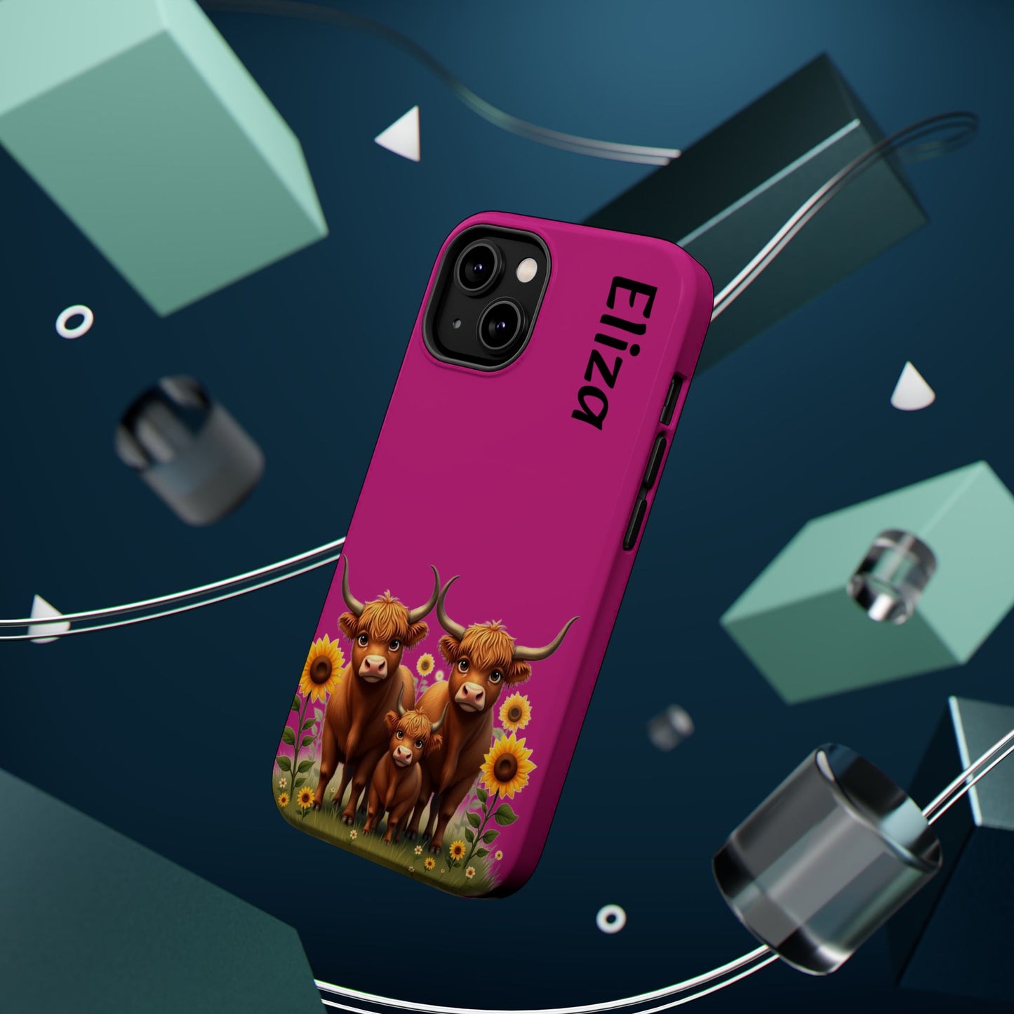 Highland Cow Phone Case - Personalized Custom Name | Cute Farm Animal Gift | iPhone Cases for Women & Girls