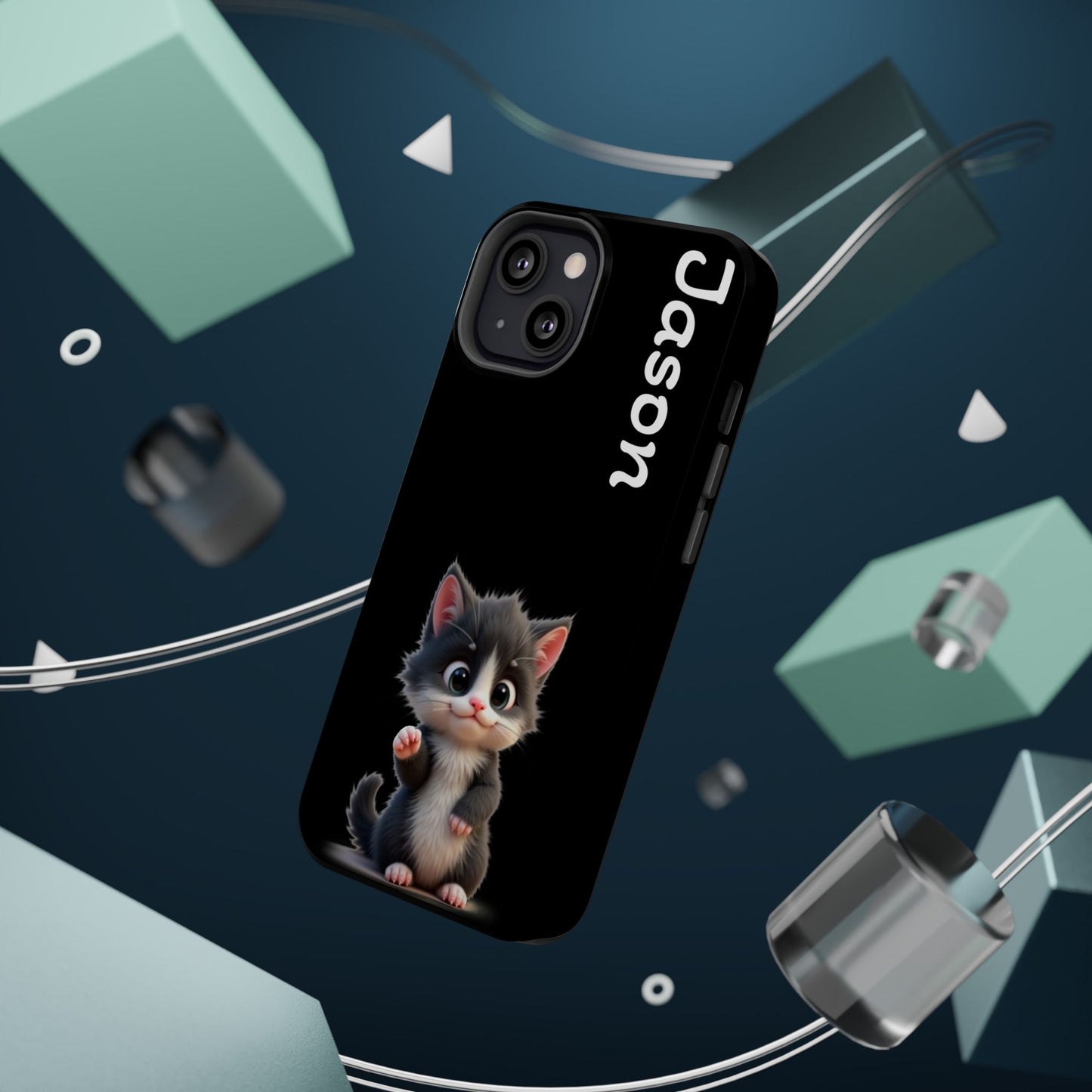 Personalized Kitten Phone Case - Custom Name Cat Lover Gift | Cute Black iPhone Cases for Women & Girls