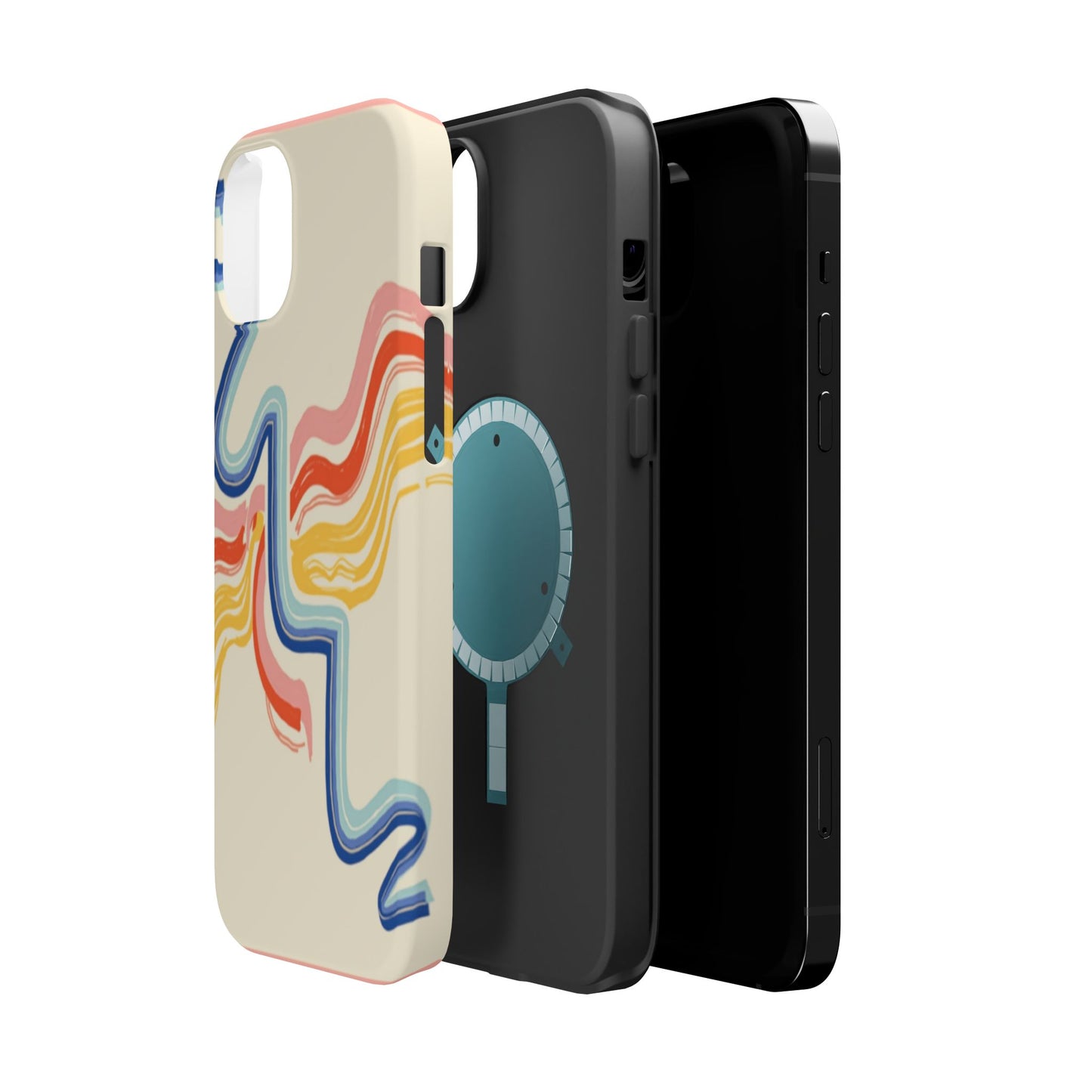 Retro Wave iPhone Case - Aesthetic Streamline Design, Trendy Gift Idea