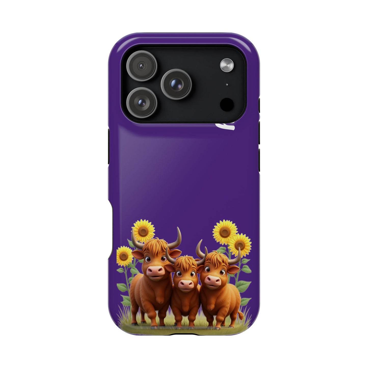 Personalized Purple Highland Cow Phone Case - Custom Name Farm Animal Gift | Cute Purple iPhone Cases for Women & Girls