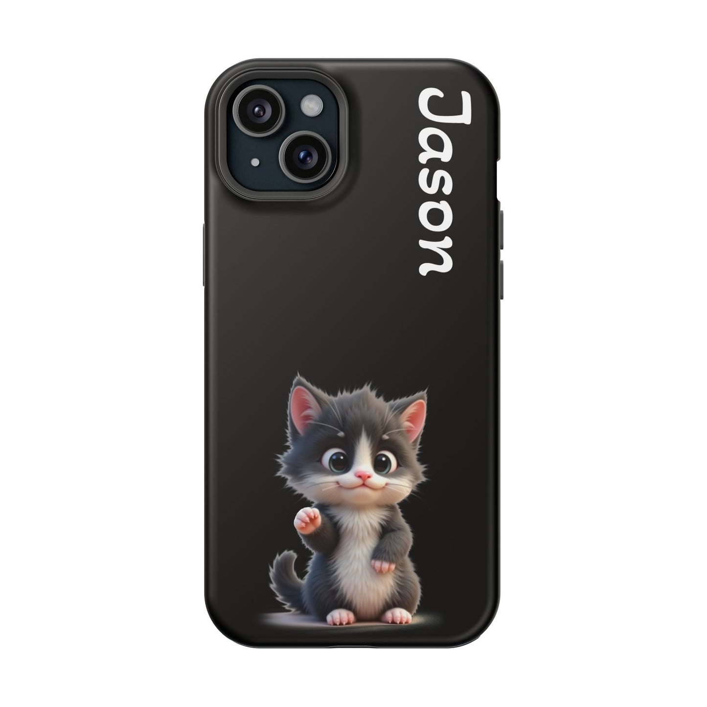 Personalized Kitten Phone Case - Custom Name Cat Lover Gift | Cute Black iPhone Cases for Women & Girls