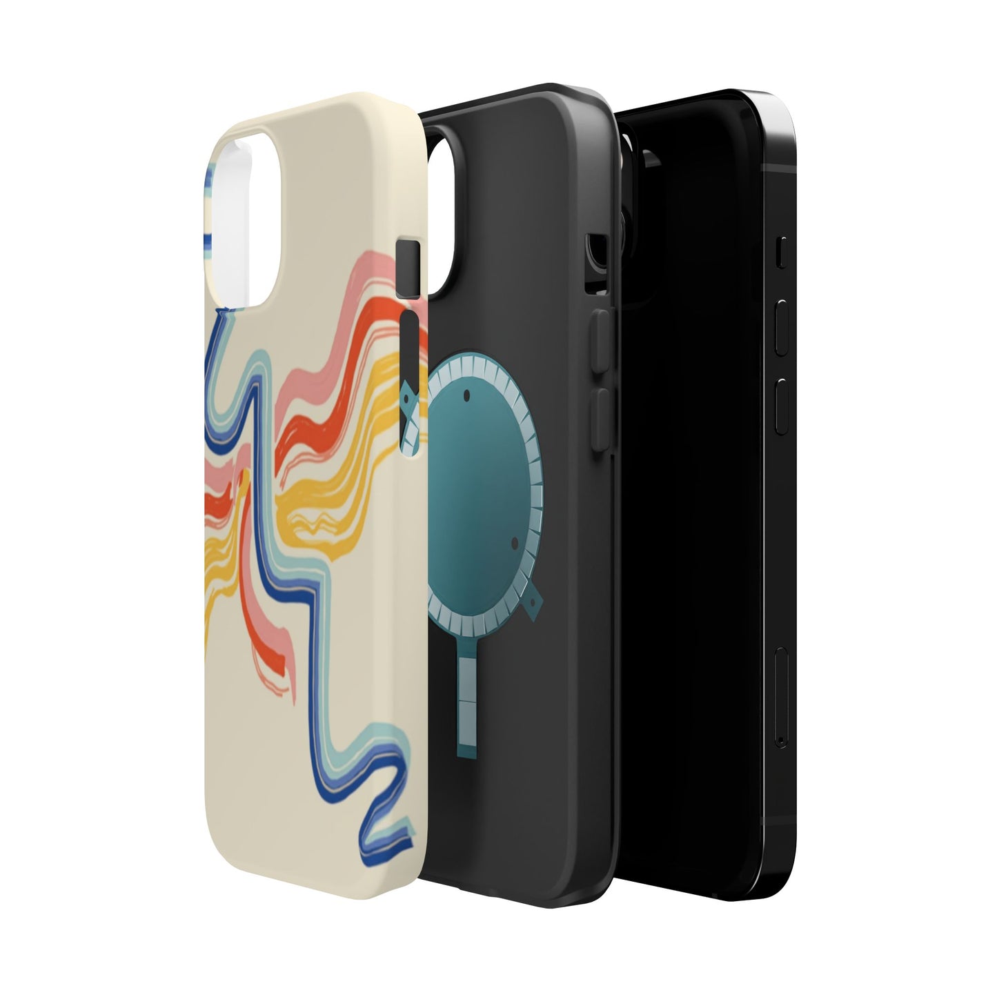 Retro Wave iPhone Case - Aesthetic Streamline Design, Trendy Gift Idea