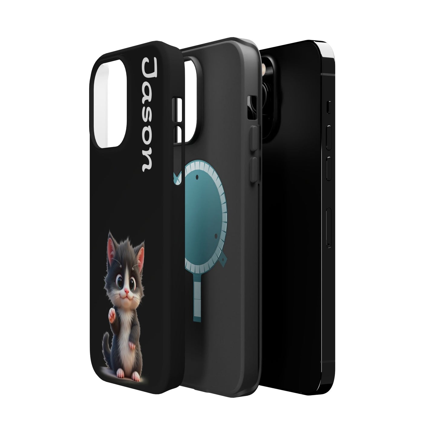 Personalized Kitten Phone Case - Custom Name Cat Lover Gift | Cute Black iPhone Cases for Women & Girls