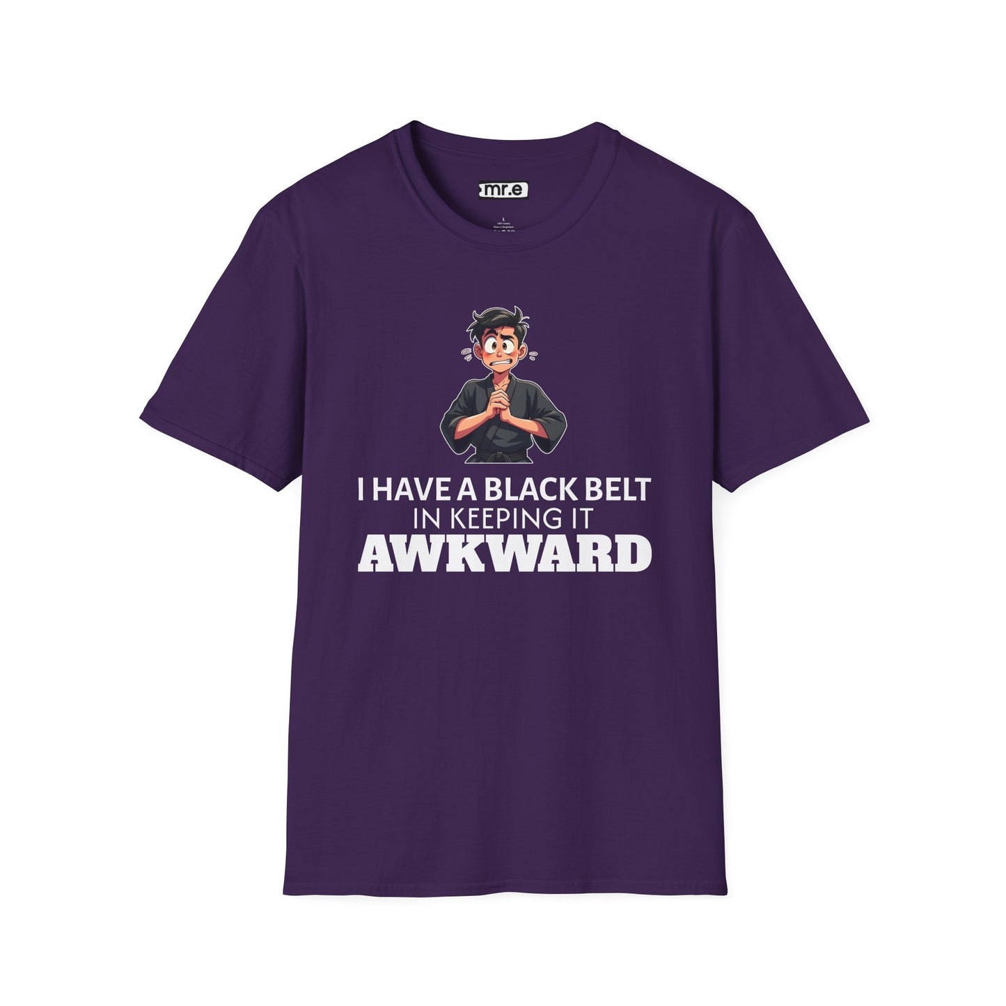 Funny Black Belt in Keeping It Awkward T-Shirt β Sarcastic Karate Kid Cartoon Tee, Ironic Humor Gift for Socially Clumsy & Relatable Souls