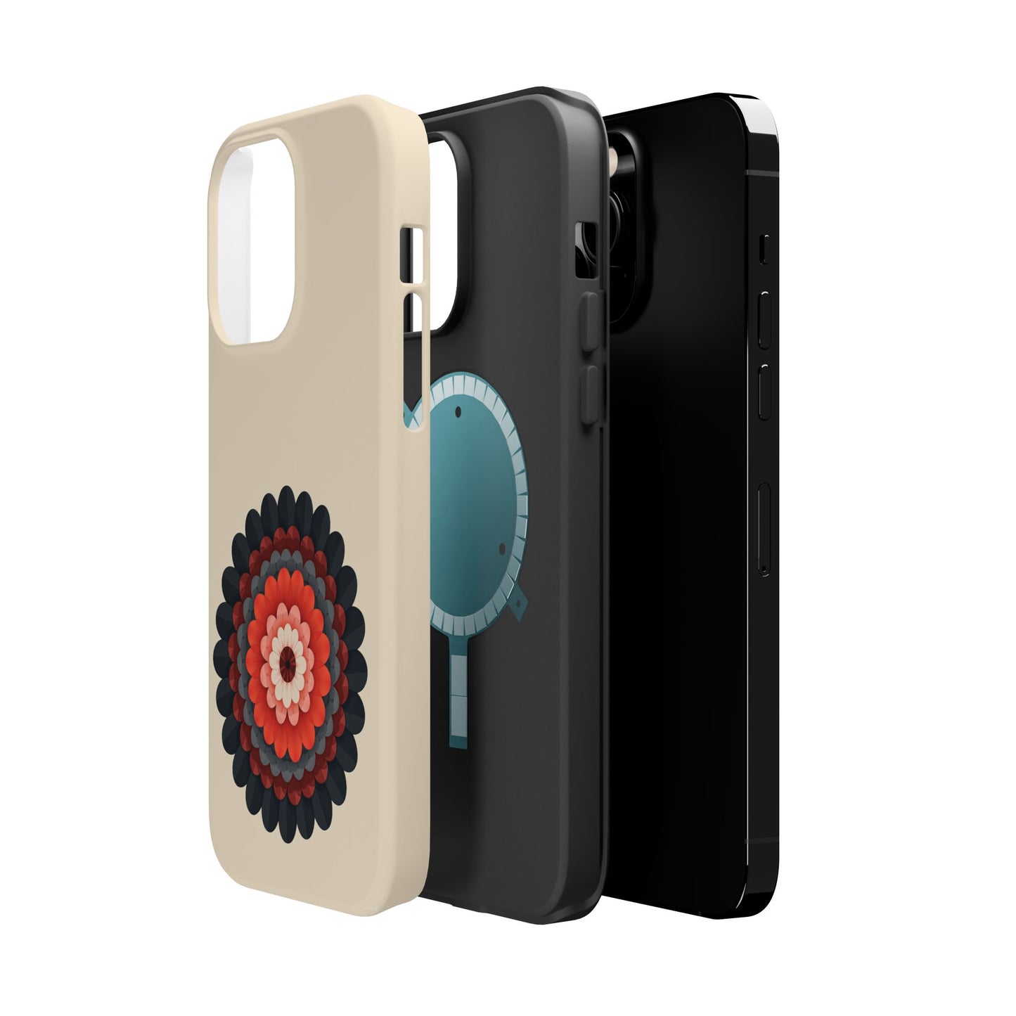 Red & Black Mandala iPhone Case - Bohemian Flower Design, Aesthetic Gift Idea