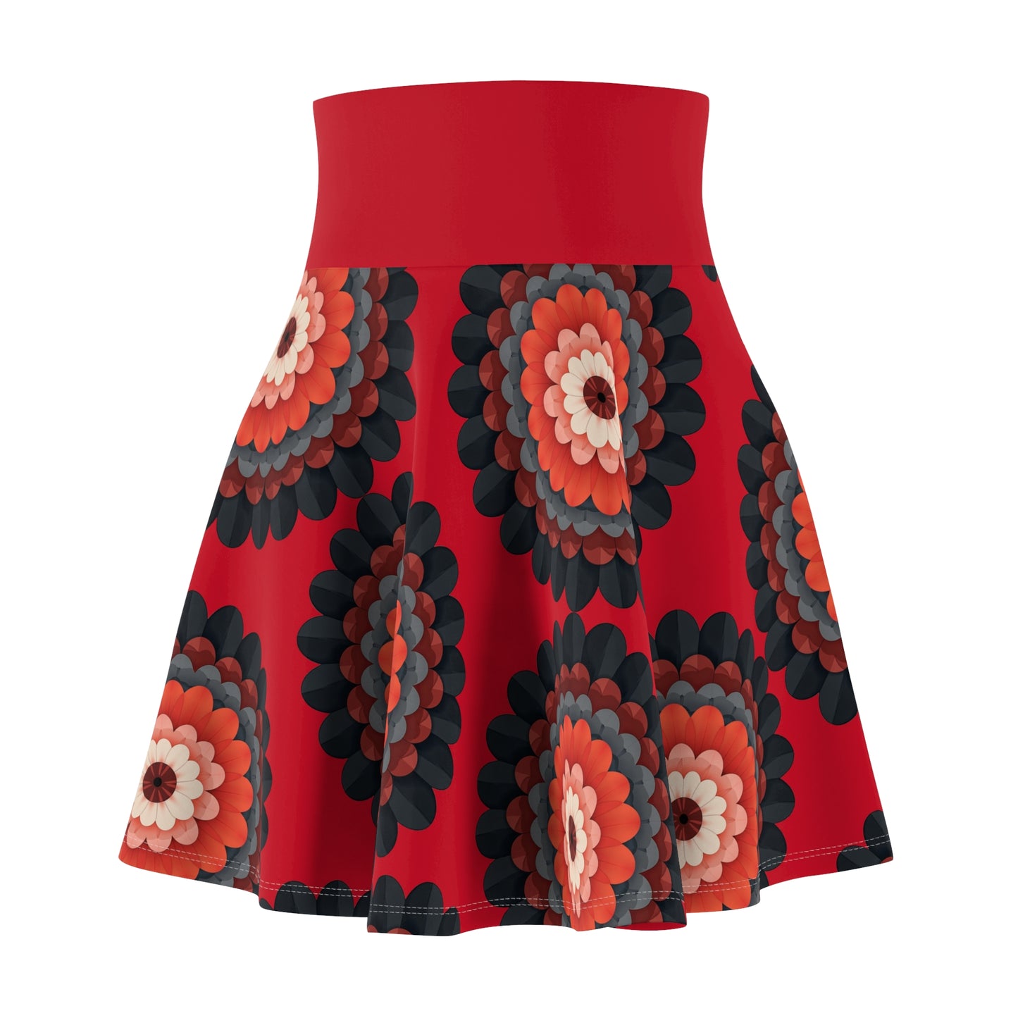 Floral Fireworks Skater Skirt – Vibrant Red & Bold Blooms