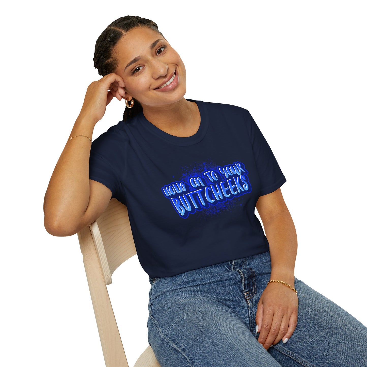 'Hold On To Your Buttcheeks' - Humorous Unisex Lightweight Cotton T-Shirt