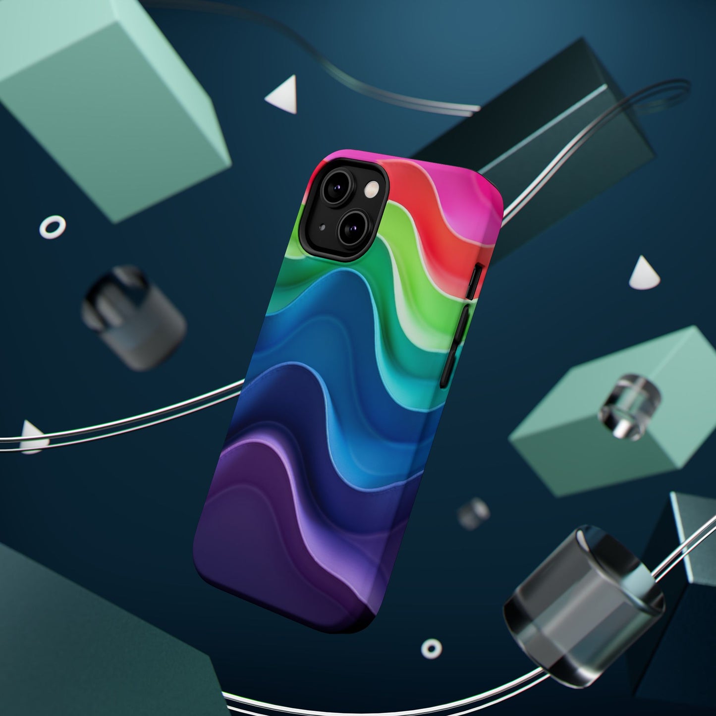 Rainbow Wave Phone Case - Aesthetic Ocean Design | iPhone 14-17 Cases | Nature Gifts for Her, Colorful Trendy Accessory
