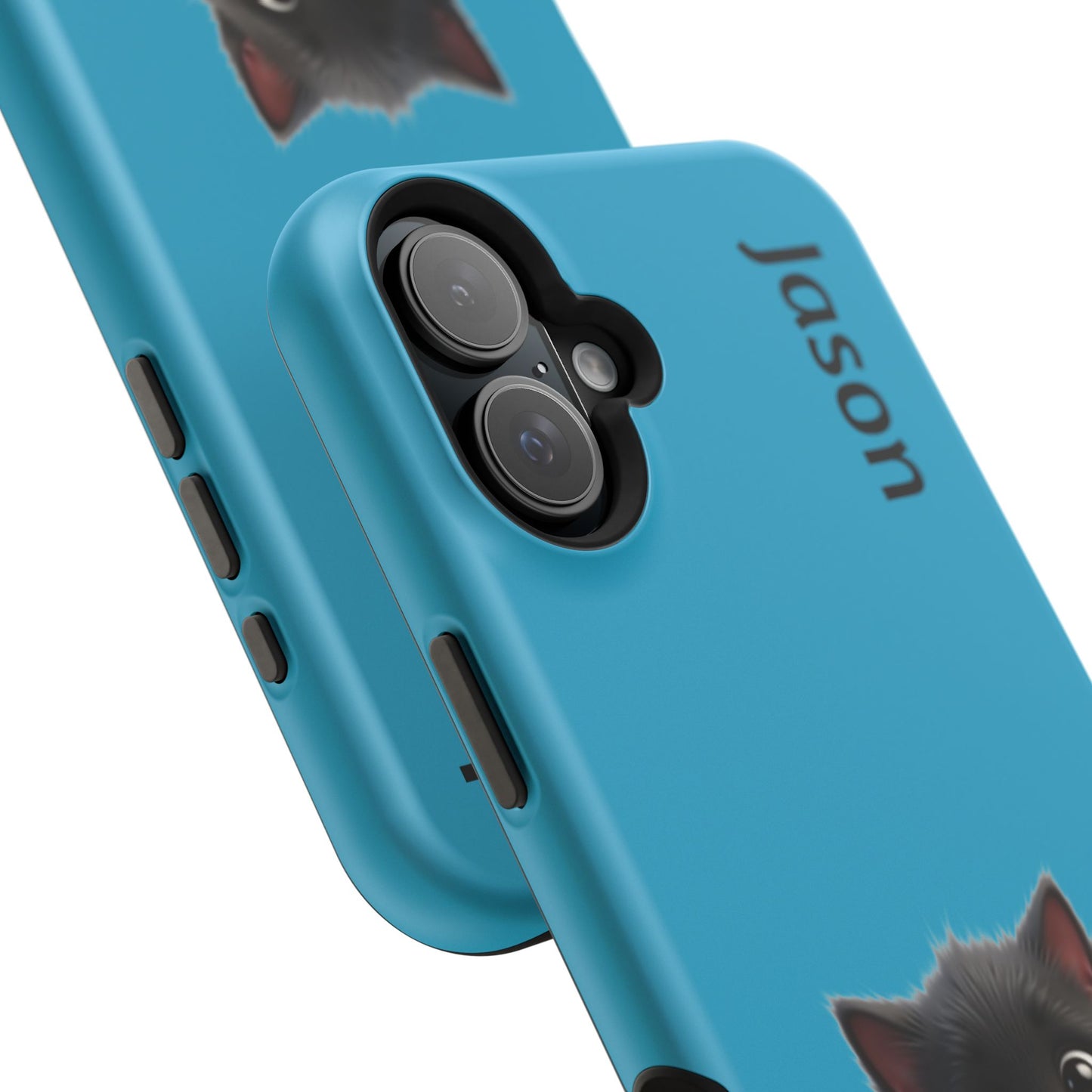 Personalized Black Kitten Phone Case - Custom Name Cat Lover Gift | Cute Teal Blue iPhone Cases for Women & Girls