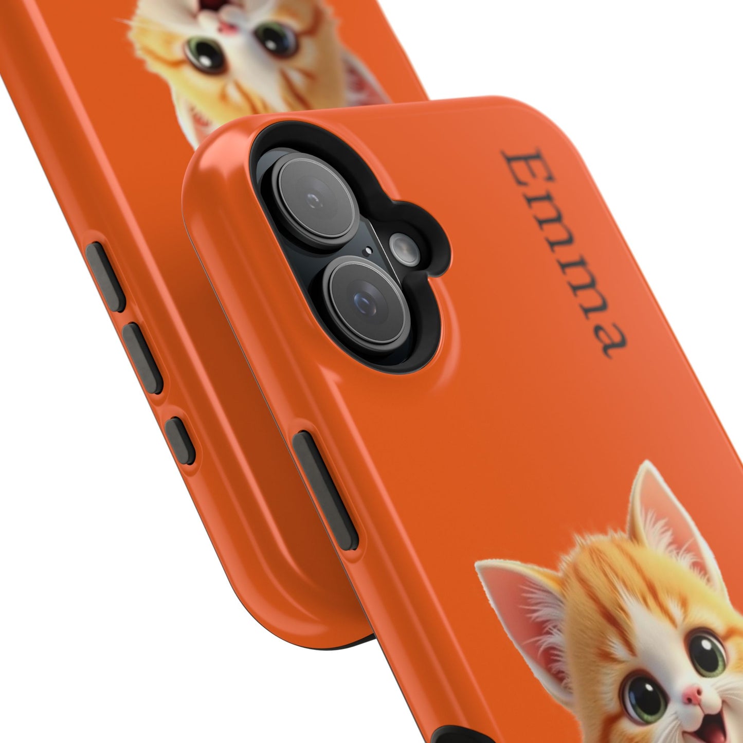Personalized Orange Tabby Cat Phone Case - Custom Name Gift for Cat Lovers | Kawaii Kitten Cases for Girls & Women