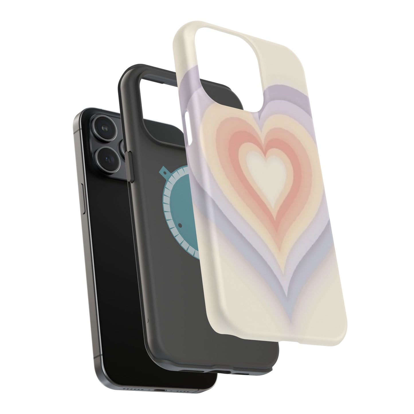 Radiant Heart iPhone Case - Pastel Layered Design - Cute Y2K Aesthetic Gift
