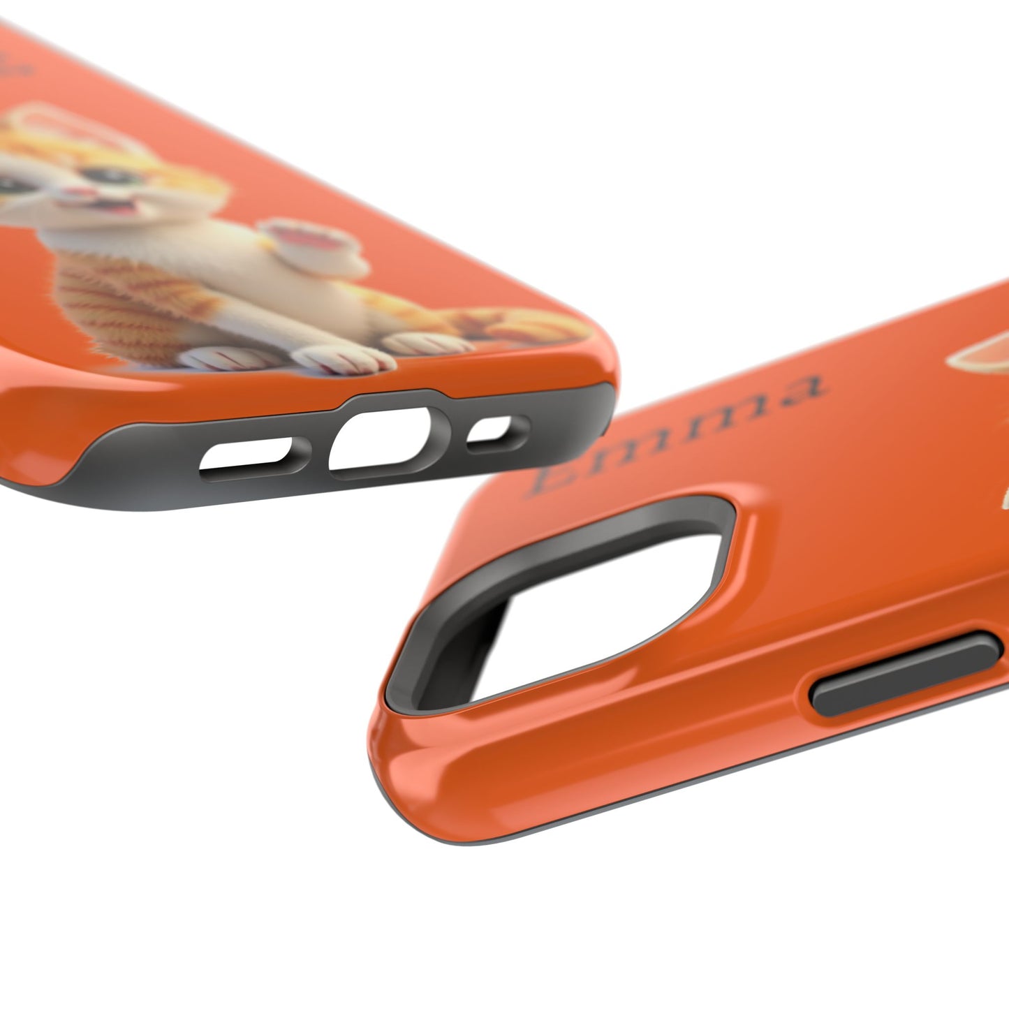 Personalized Orange Tabby Cat Phone Case - Custom Name Gift for Cat Lovers | Kawaii Kitten Cases for Girls & Women