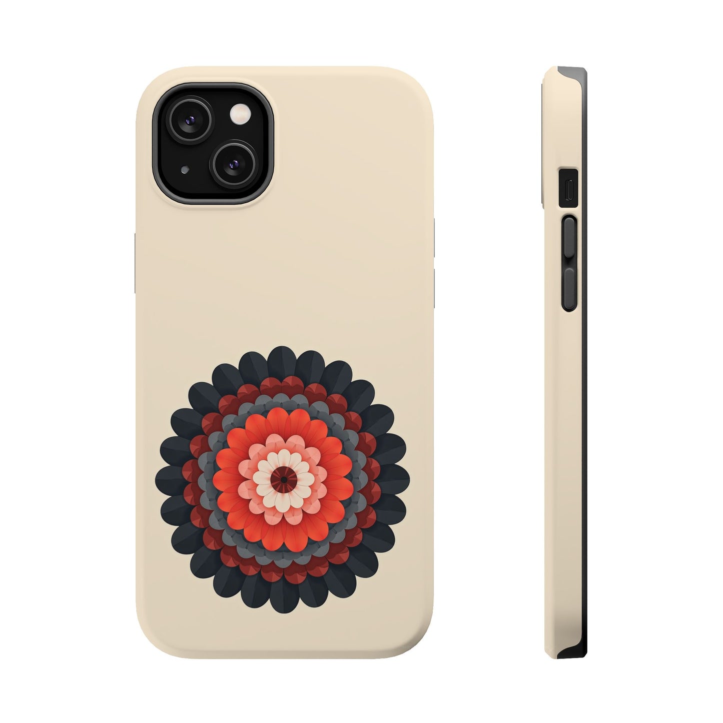 Red & Black Mandala iPhone Case - Bohemian Flower Design, Aesthetic Gift Idea