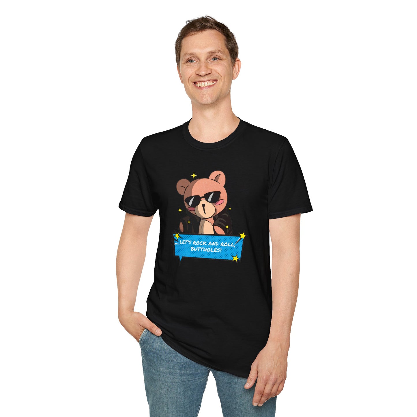 "Let’s Rock ‘n’ Roll, Buttholes!" Bold & Hilarious Graphic Tee – Sassy Body Positivity T-Shirt for the Unapologetically You
