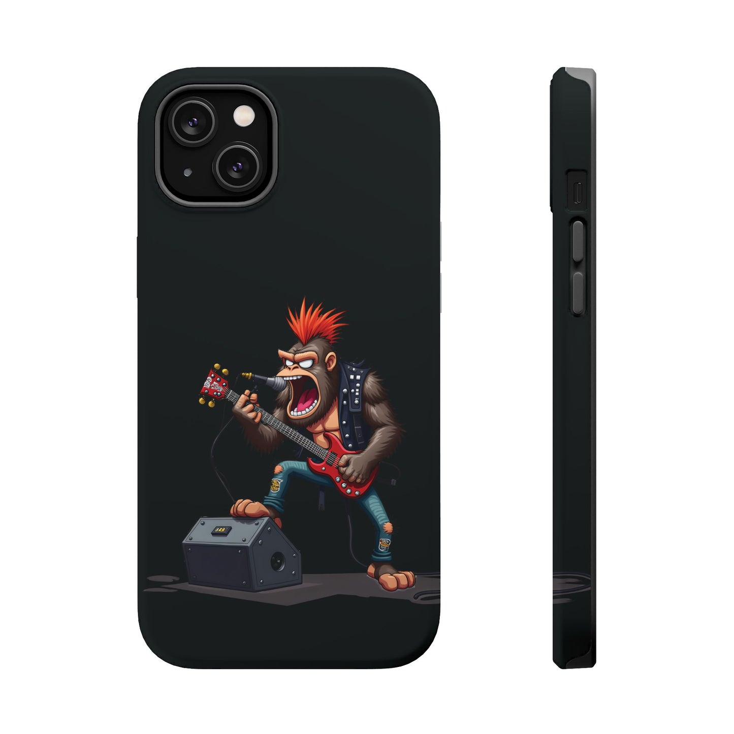 Punk Rock Gorilla iPhone Case - Funny Music Gift, Edgy Aesthetic, Animal Lover Gift