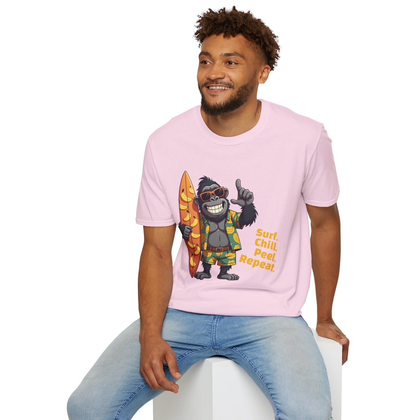 Surf. Chill. Peel. Repeat. β Funny Tropical Gorilla T-Shirt