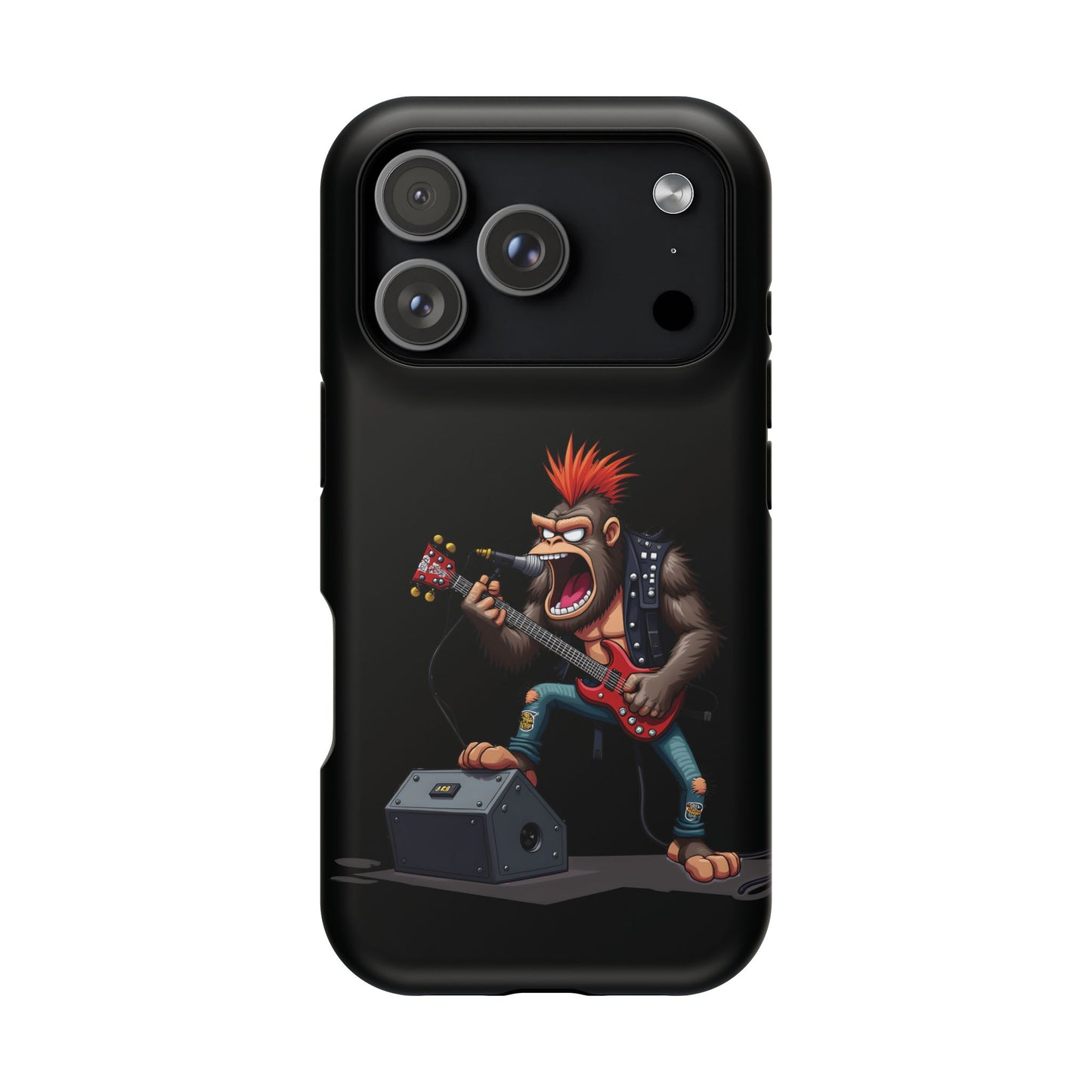 Punk Rock Gorilla iPhone Case - Funny Music Gift, Edgy Aesthetic, Animal Lover Gift