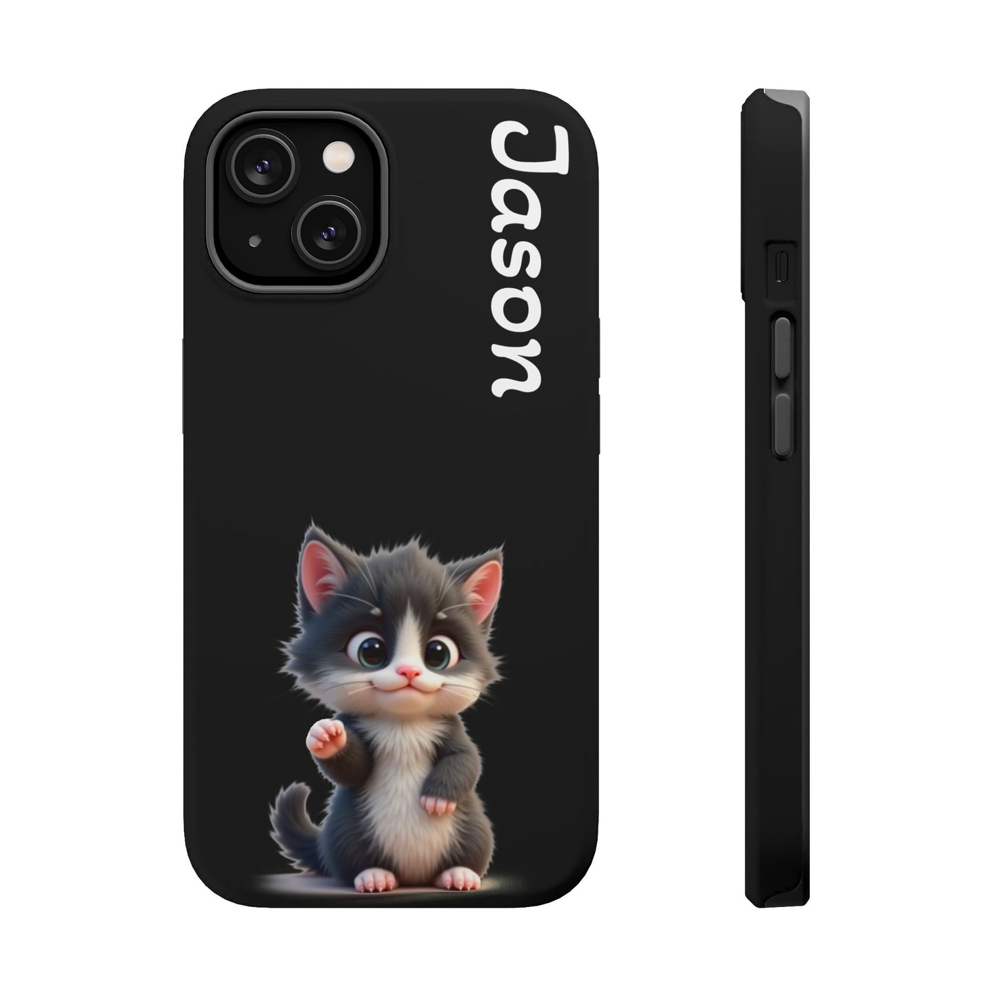 Personalized Kitten Phone Case - Custom Name Cat Lover Gift | Cute Black iPhone Cases for Women & Girls