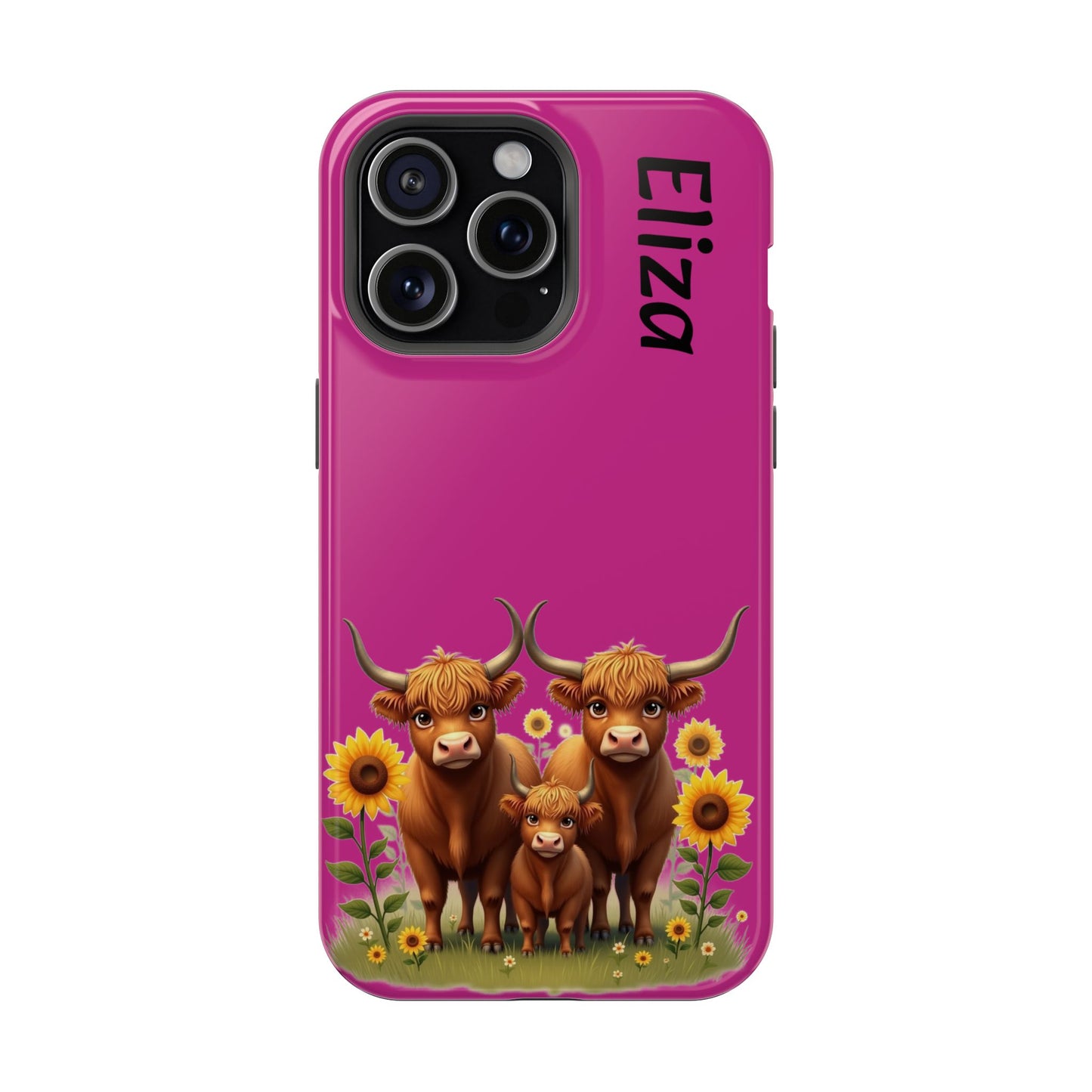Highland Cow Phone Case - Personalized Custom Name | Cute Farm Animal Gift | iPhone Cases for Women & Girls